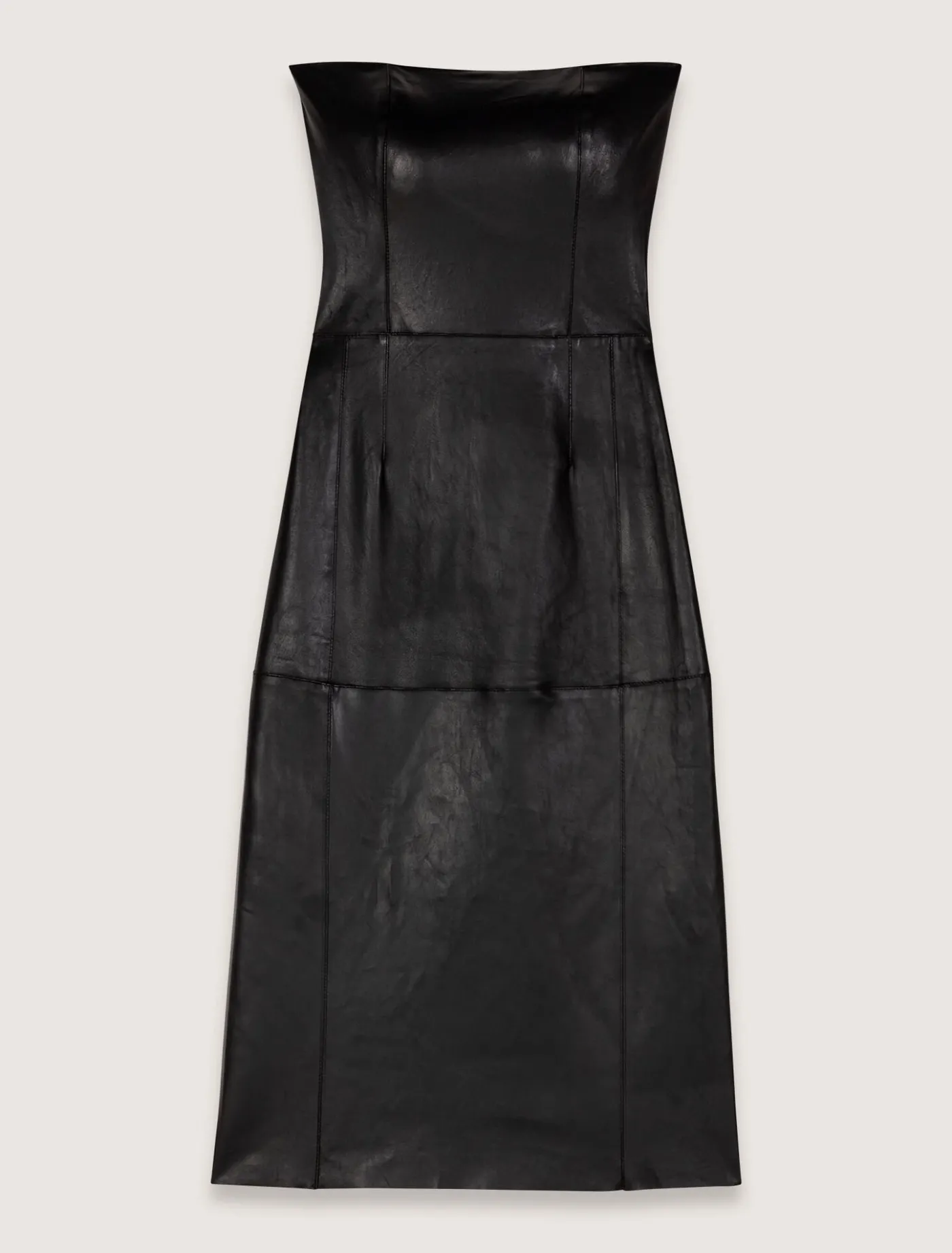 bustier_stretch_leather_midi_dress_8.webp Bustier stretch leather midi dress^Maje Shop