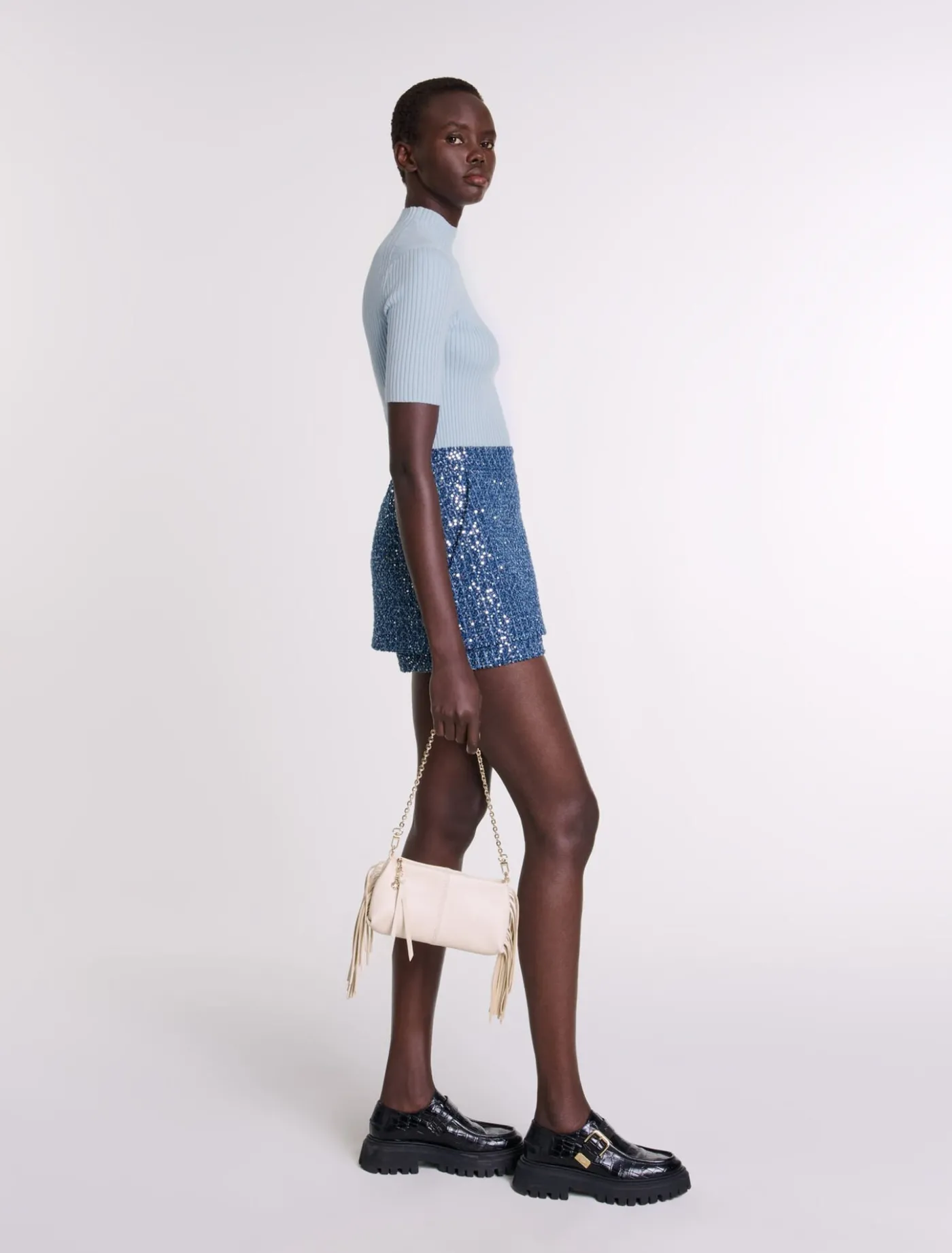 Cotton and silk ribbed top^Maje Online