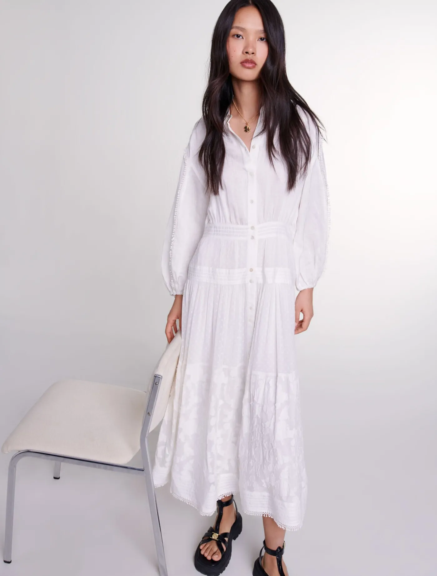 cotton_patchwork_maxi_dress_3.webp Cotton patchwork maxi dress^Maje Best Sale