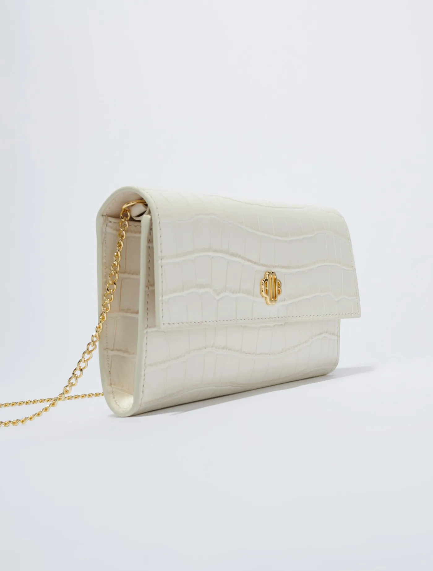 Croc-effect embossed leather bag^Maje Fashion
