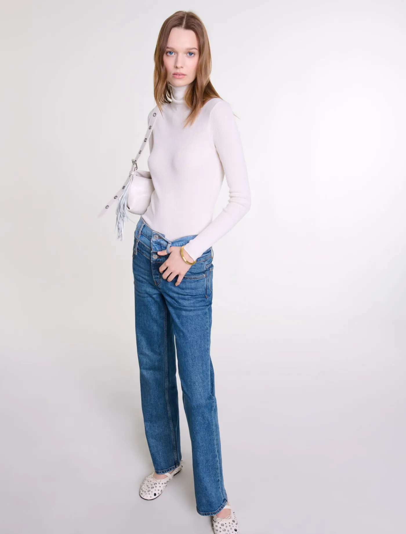 double_waistband_jeans_3.webp Double waistband jeans^Maje Sale