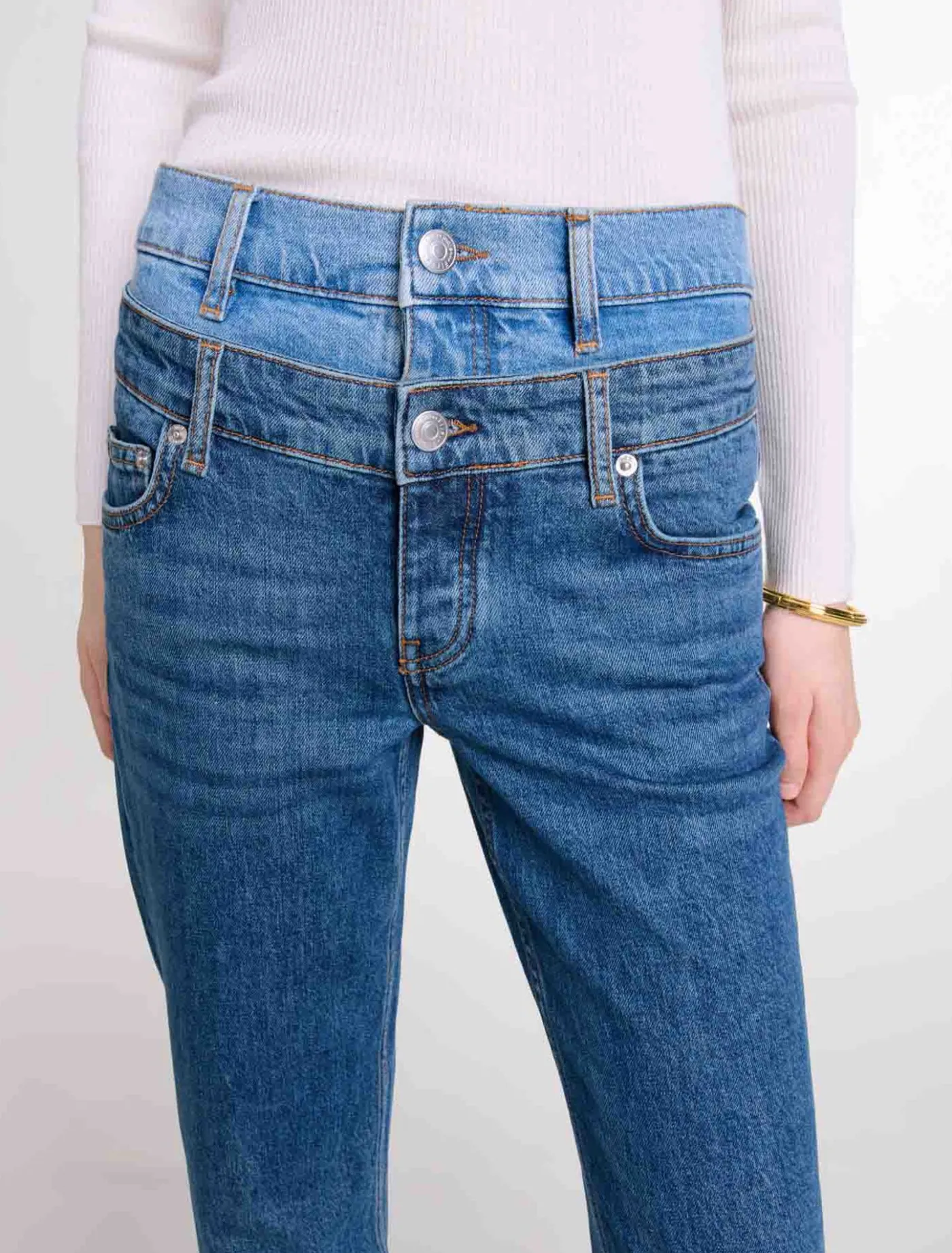 double_waistband_jeans_4.webp Double waistband jeans^Maje Sale