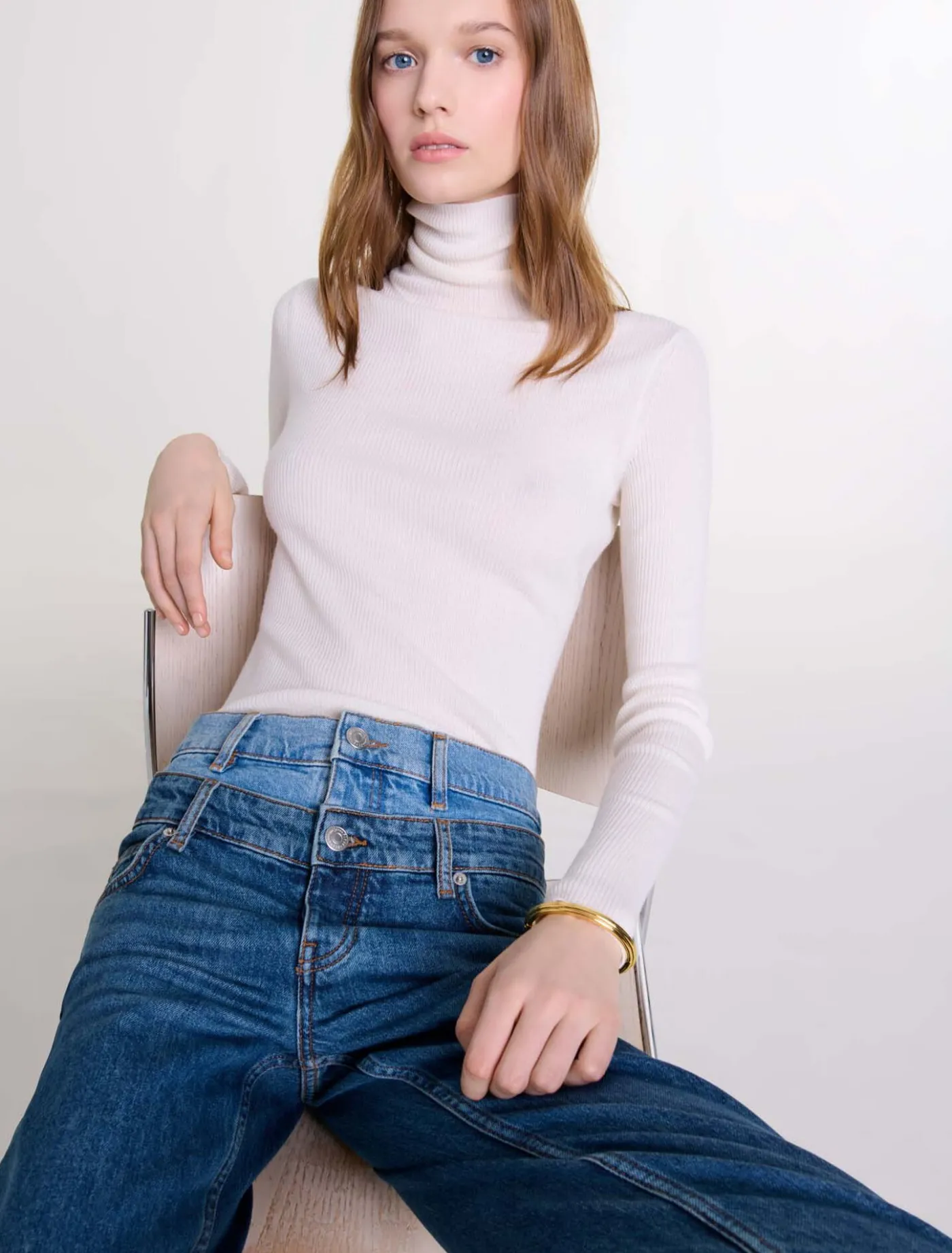 double_waistband_jeans_5.webp Double waistband jeans^Maje Sale