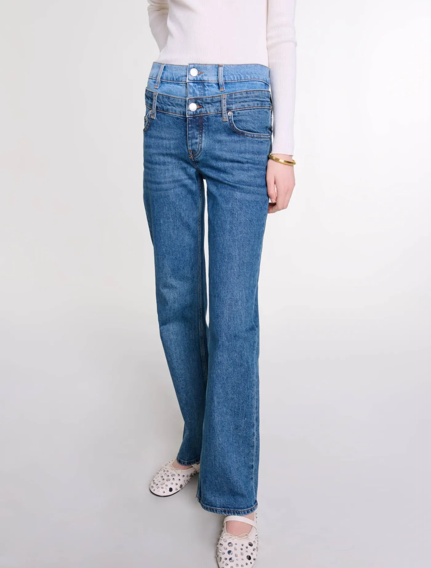 double_waistband_jeans_6.webp Double waistband jeans^Maje Sale