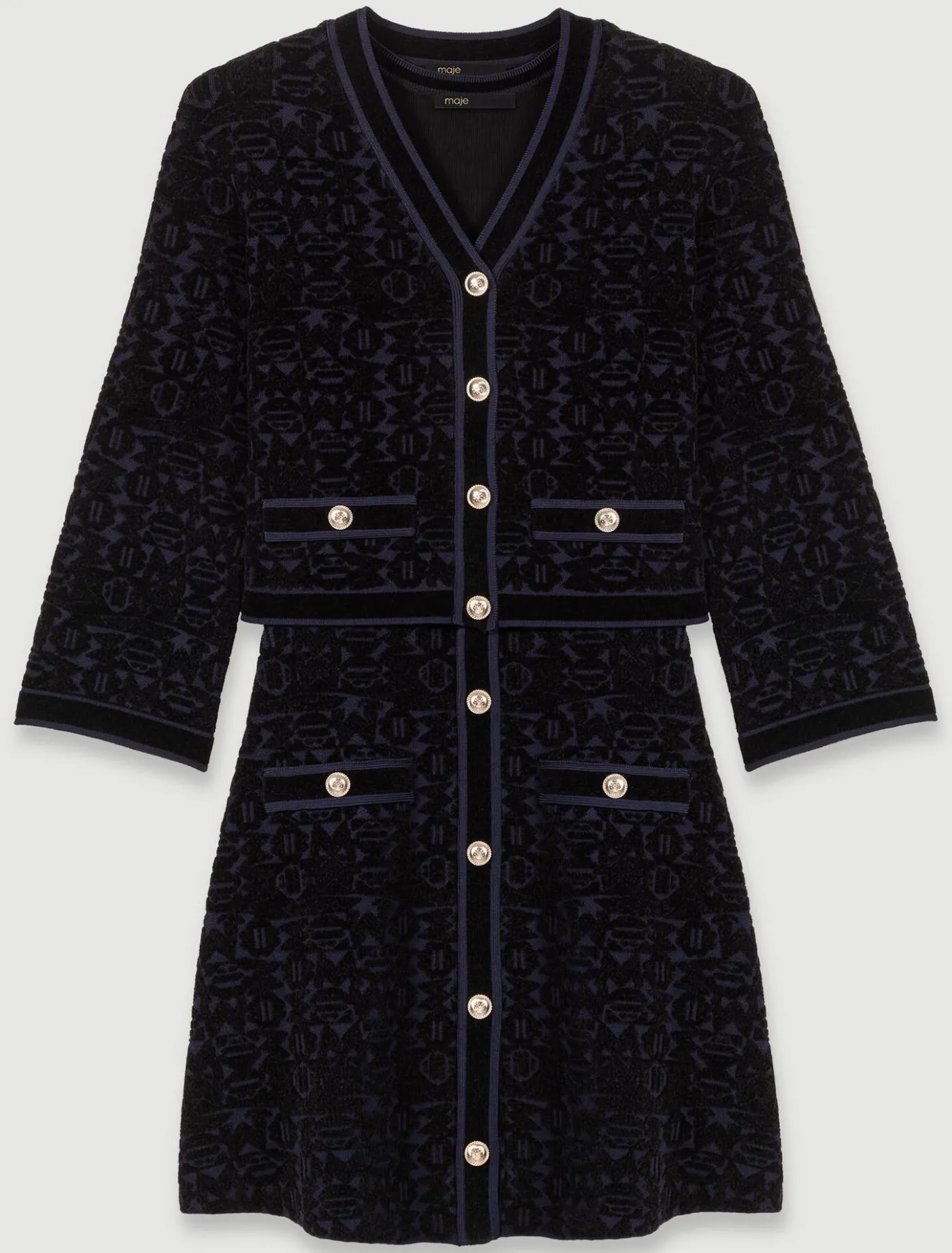 in_velvet_knit_dress_11.webp 2-in-1 velvet knit dress^Maje Clearance