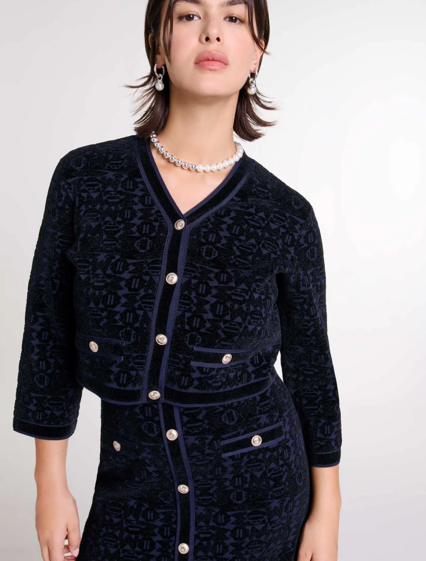 in_velvet_knit_dress_2.webp 2-in-1 velvet knit dress^Maje Clearance