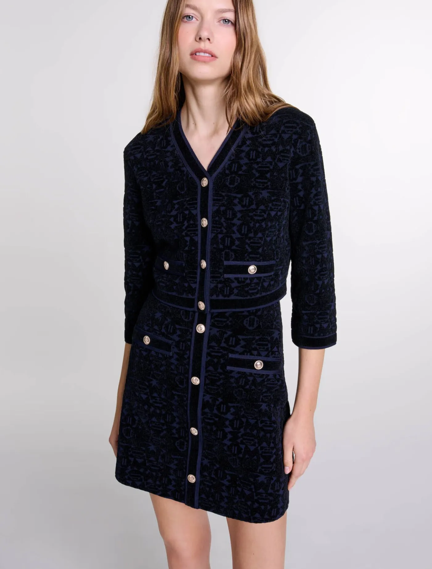 in_velvet_knit_dress_5.webp 2-in-1 velvet knit dress^Maje Clearance