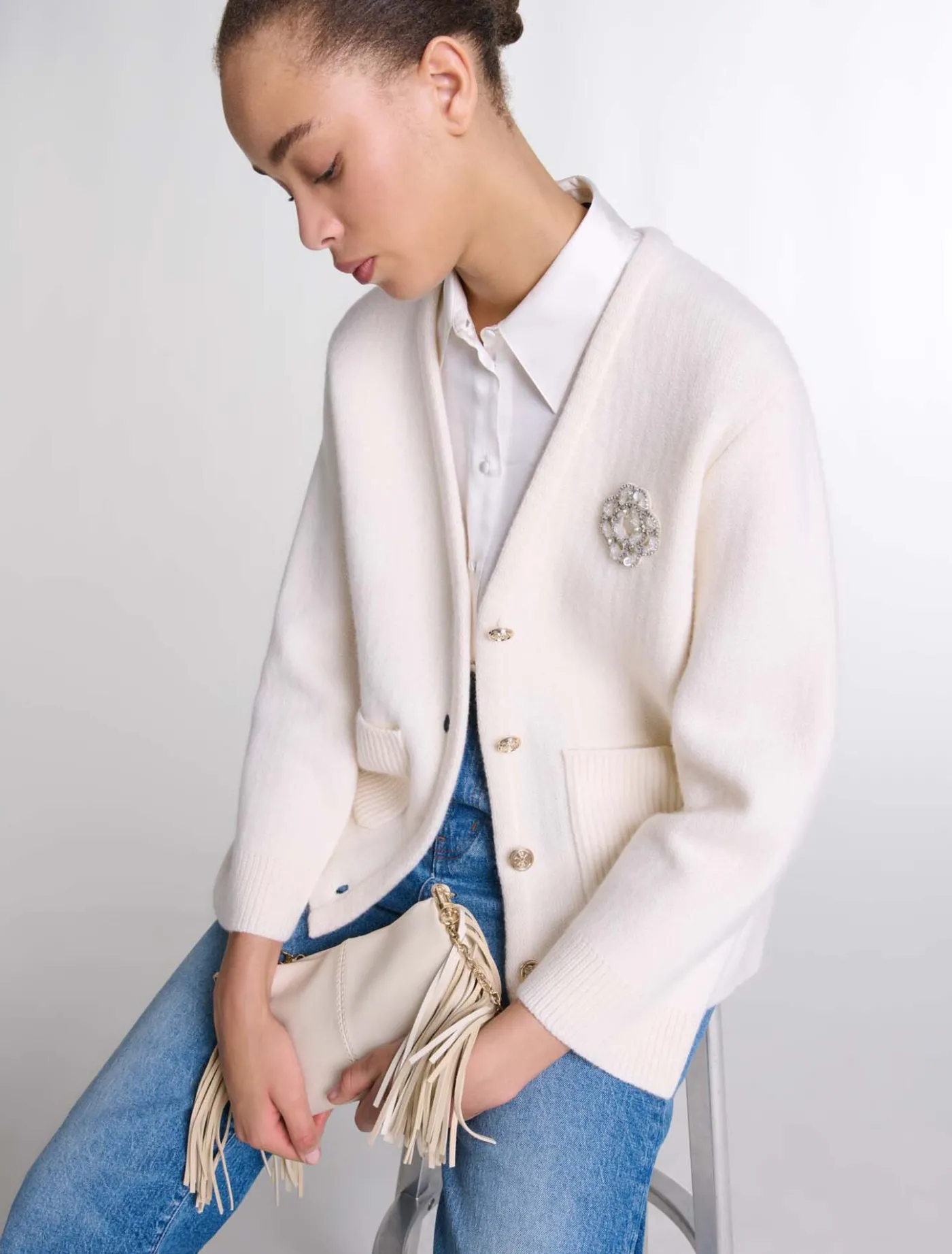 knit_cardie_with_rhinestone_clover_6.webp Knit cardie with rhinestone Clover^Maje Cheap