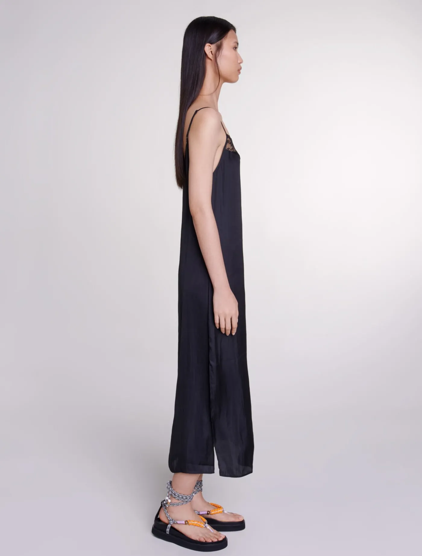 Long satin dress^Maje Clearance