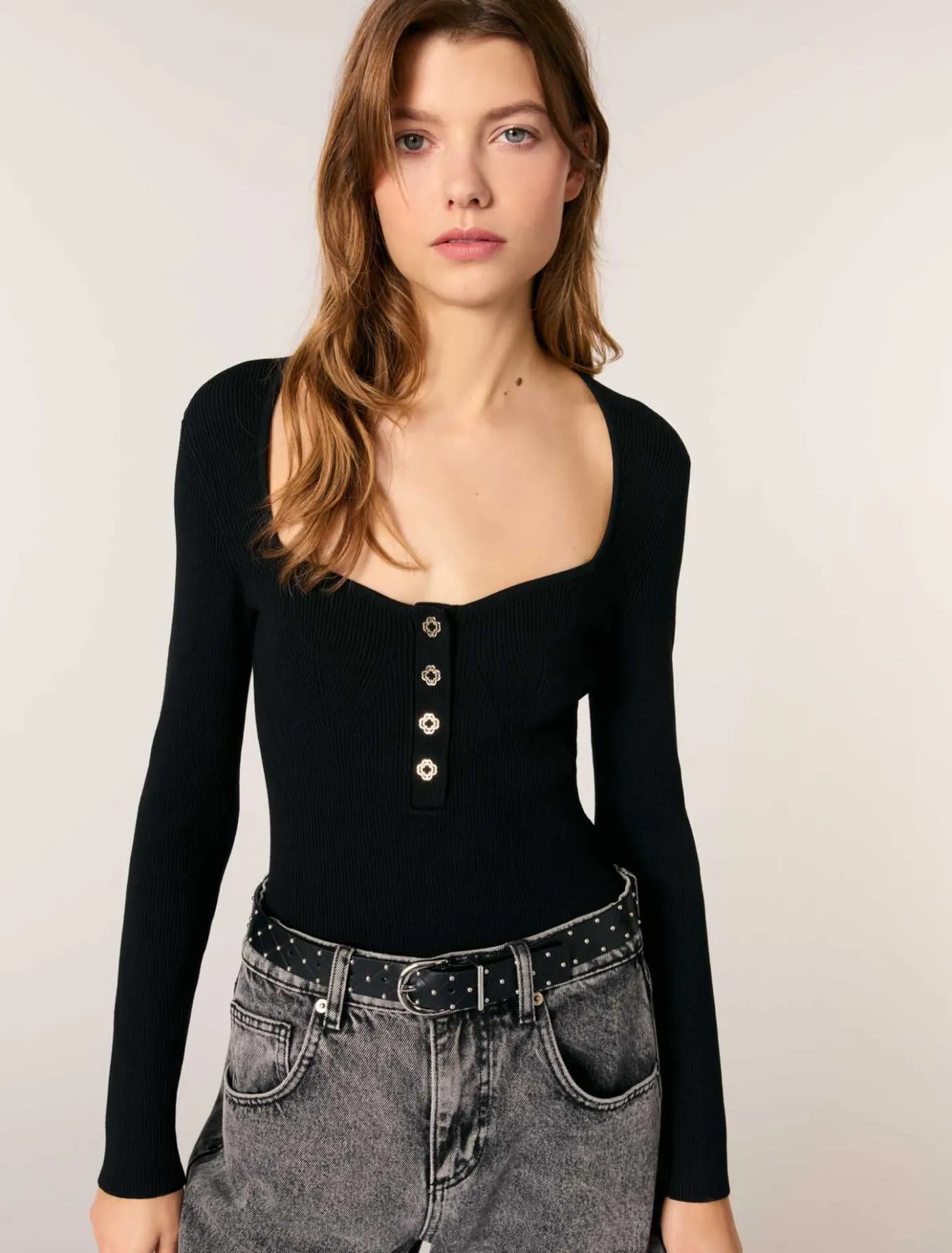 lowneck_rib_knit_jumper_3.webp Low-neck rib knit jumper^Maje Clearance