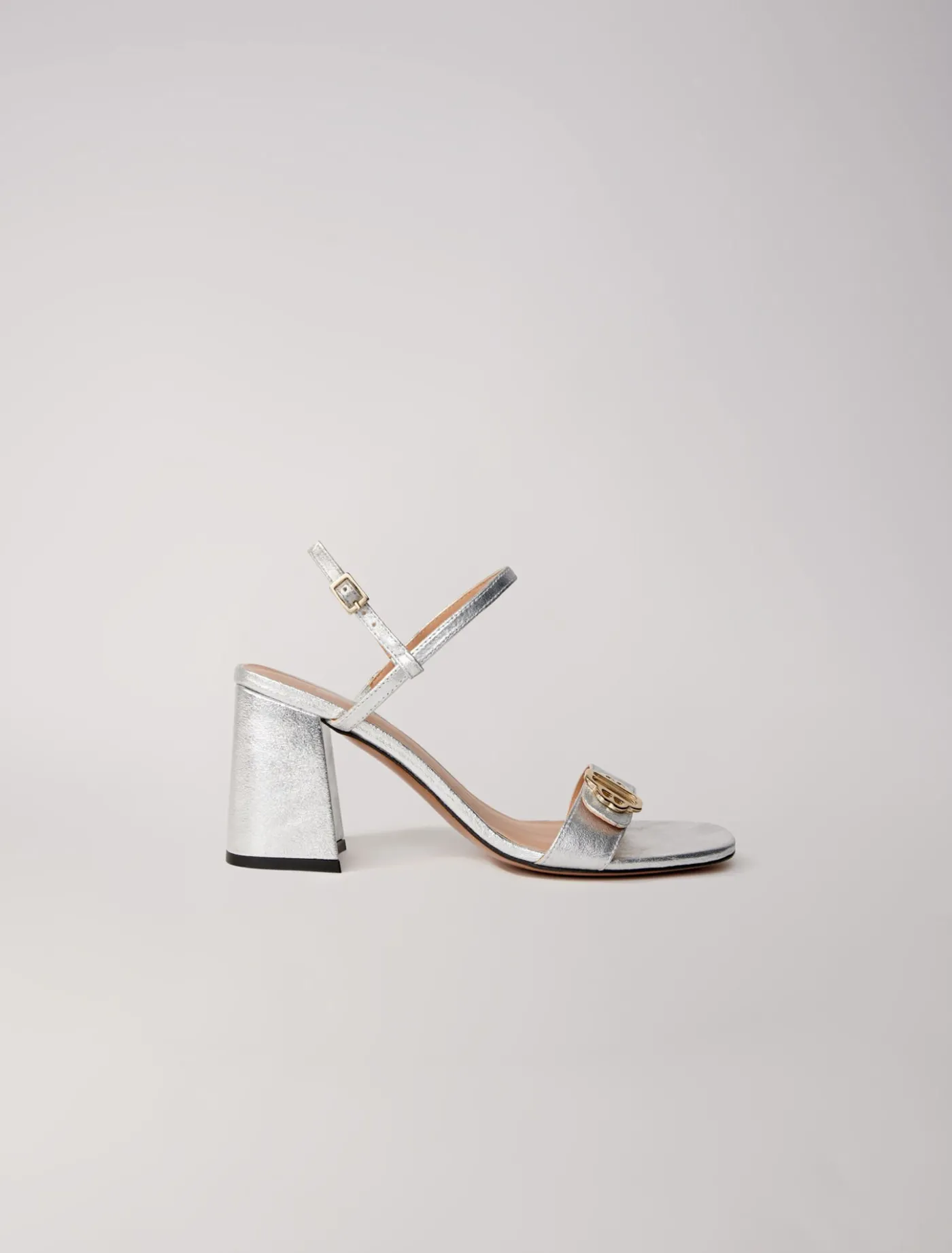 Metallic leather sandals^Maje Online