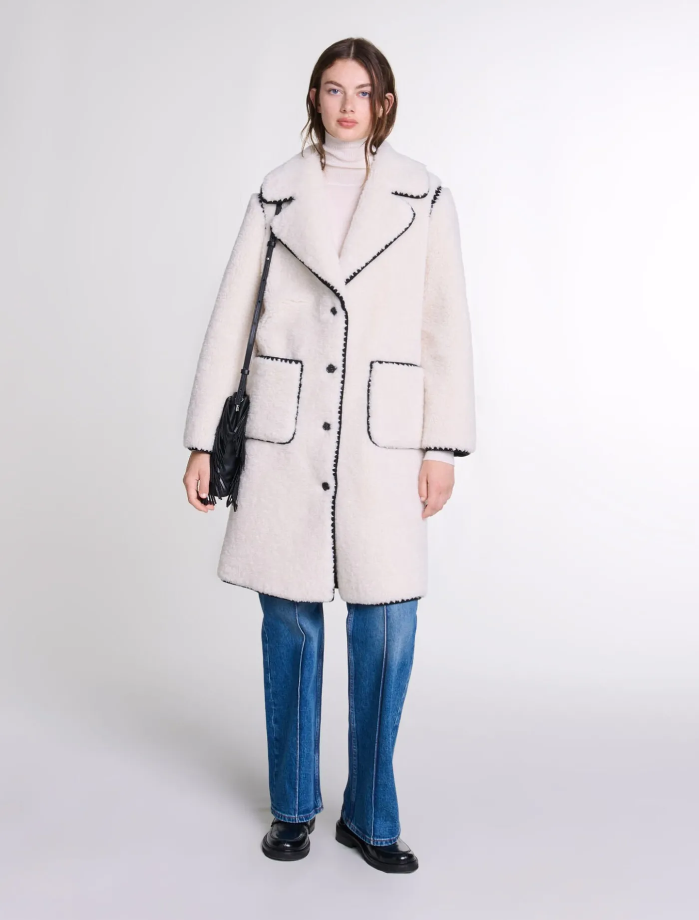 Mid-length fleece coat^Maje Store