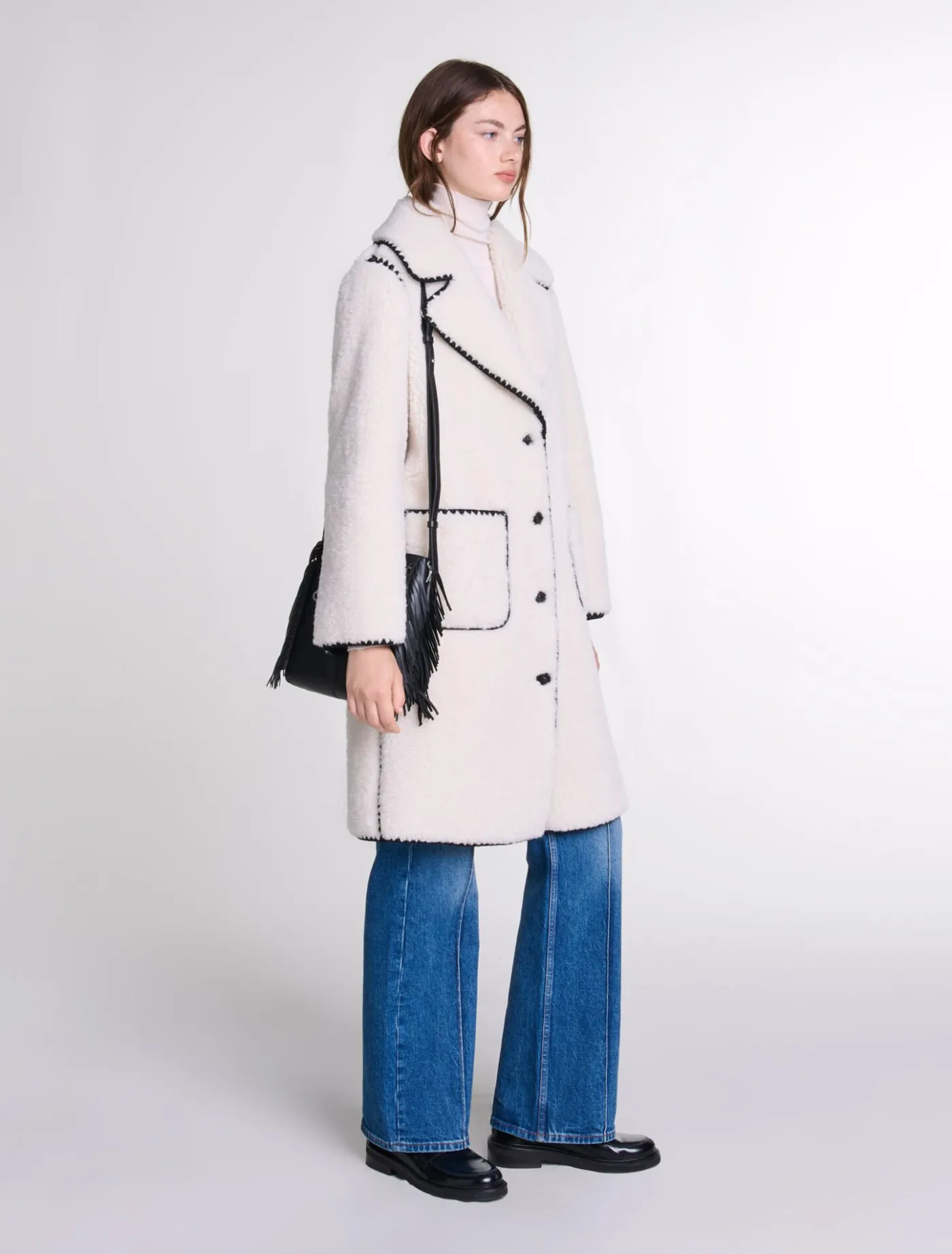 Mid-length fleece coat^Maje Store