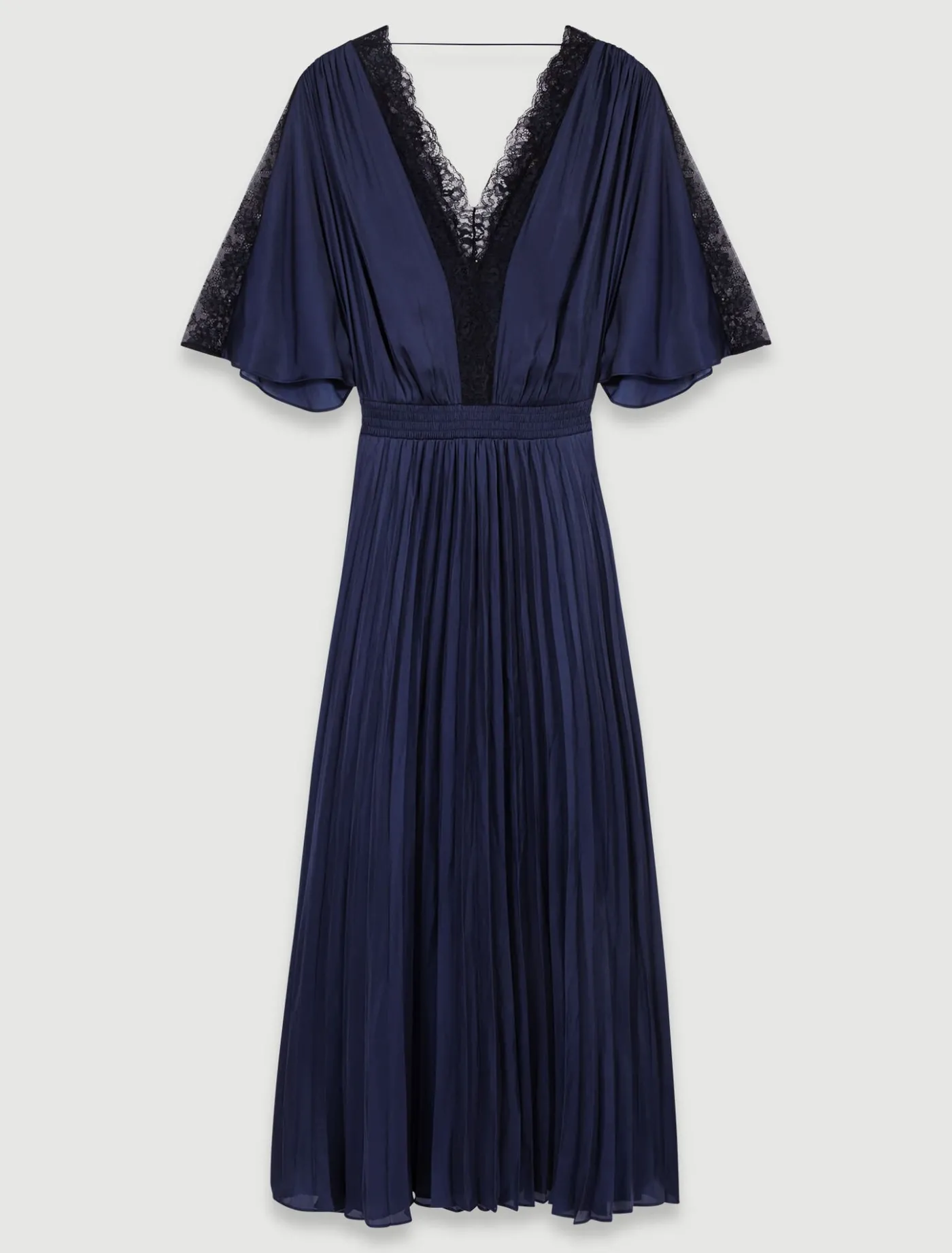 pleated_maxi_dress_with_lace_9.webp Pleated maxi dress with lace^Maje Best Sale