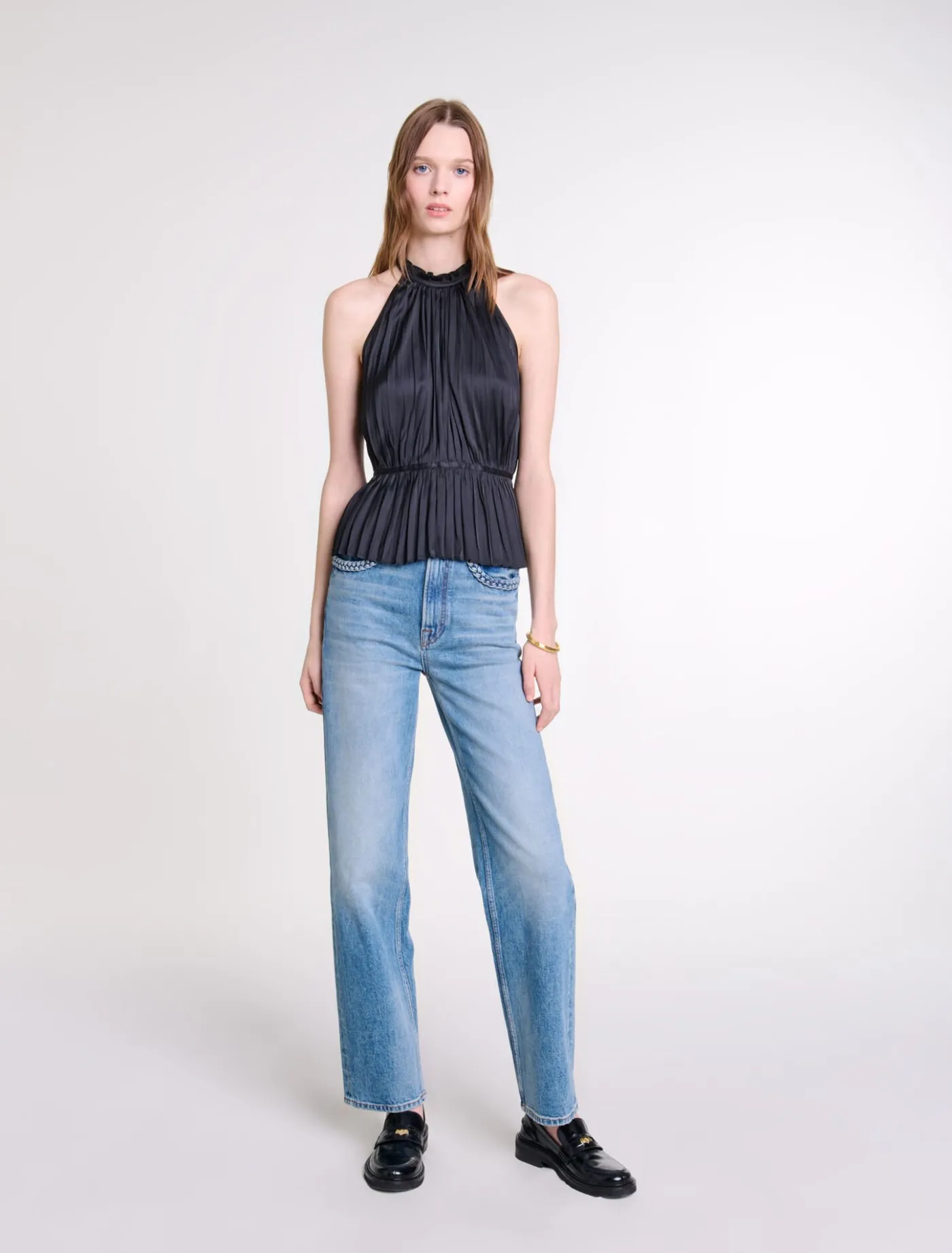 Pleated satin top^Maje Clearance