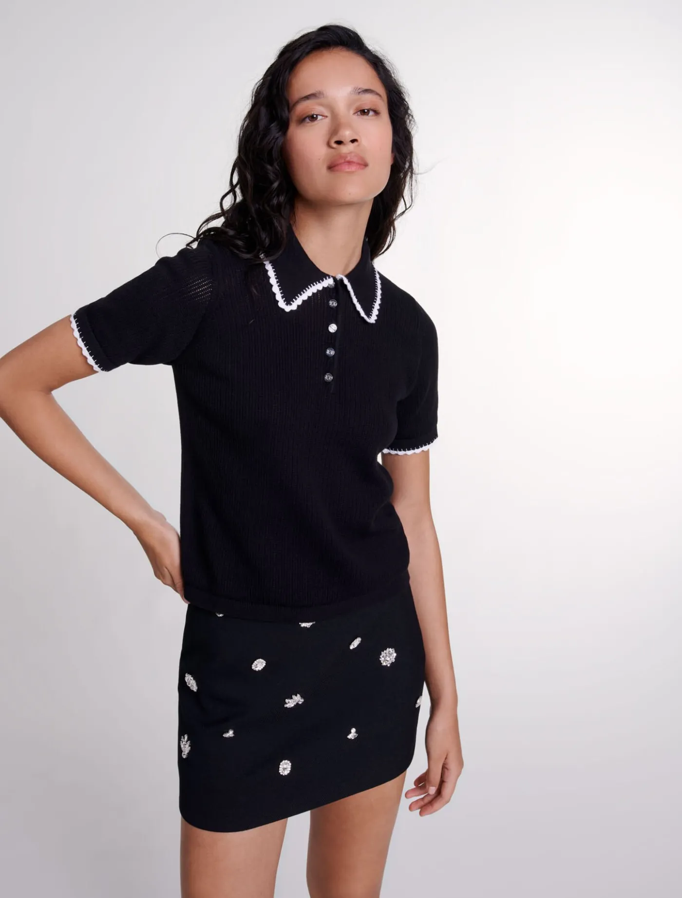 pointelle_knit_polo_shirt_5.webp Pointelle knit polo shirt^Maje Store