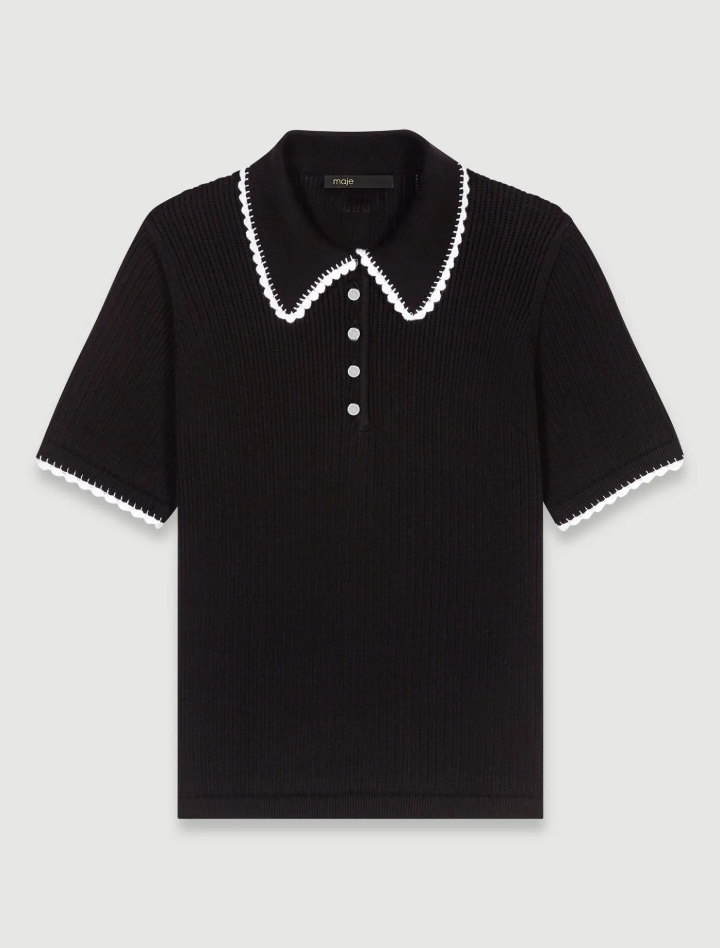 pointelle_knit_polo_shirt_8.webp Pointelle knit polo shirt^Maje Store
