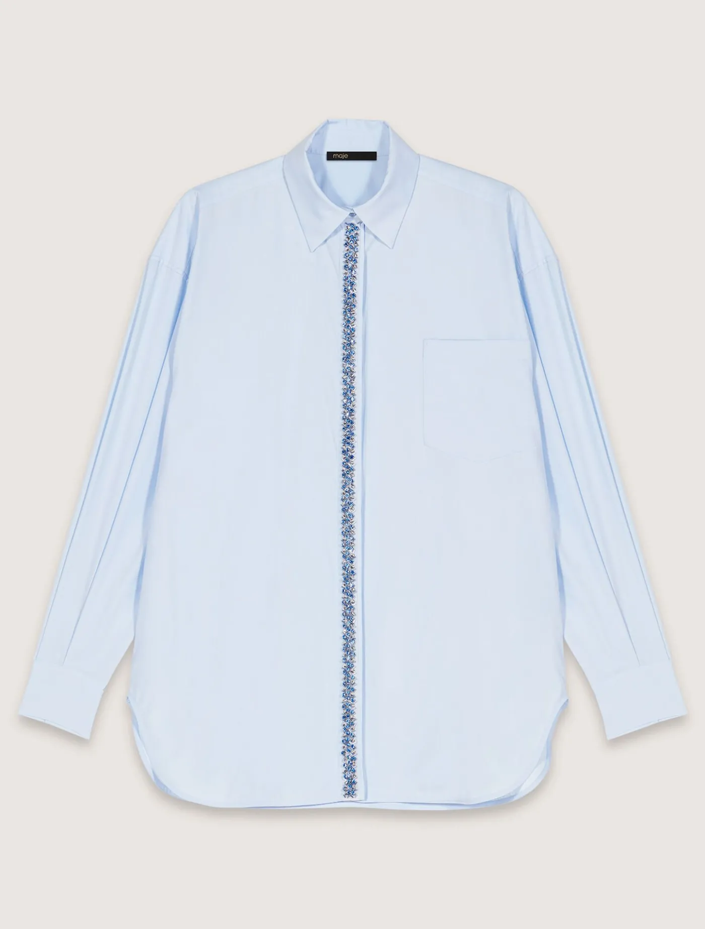 poplin_shirt_with_rhinestones_7.webp Poplin shirt with rhinestones^Maje Cheap