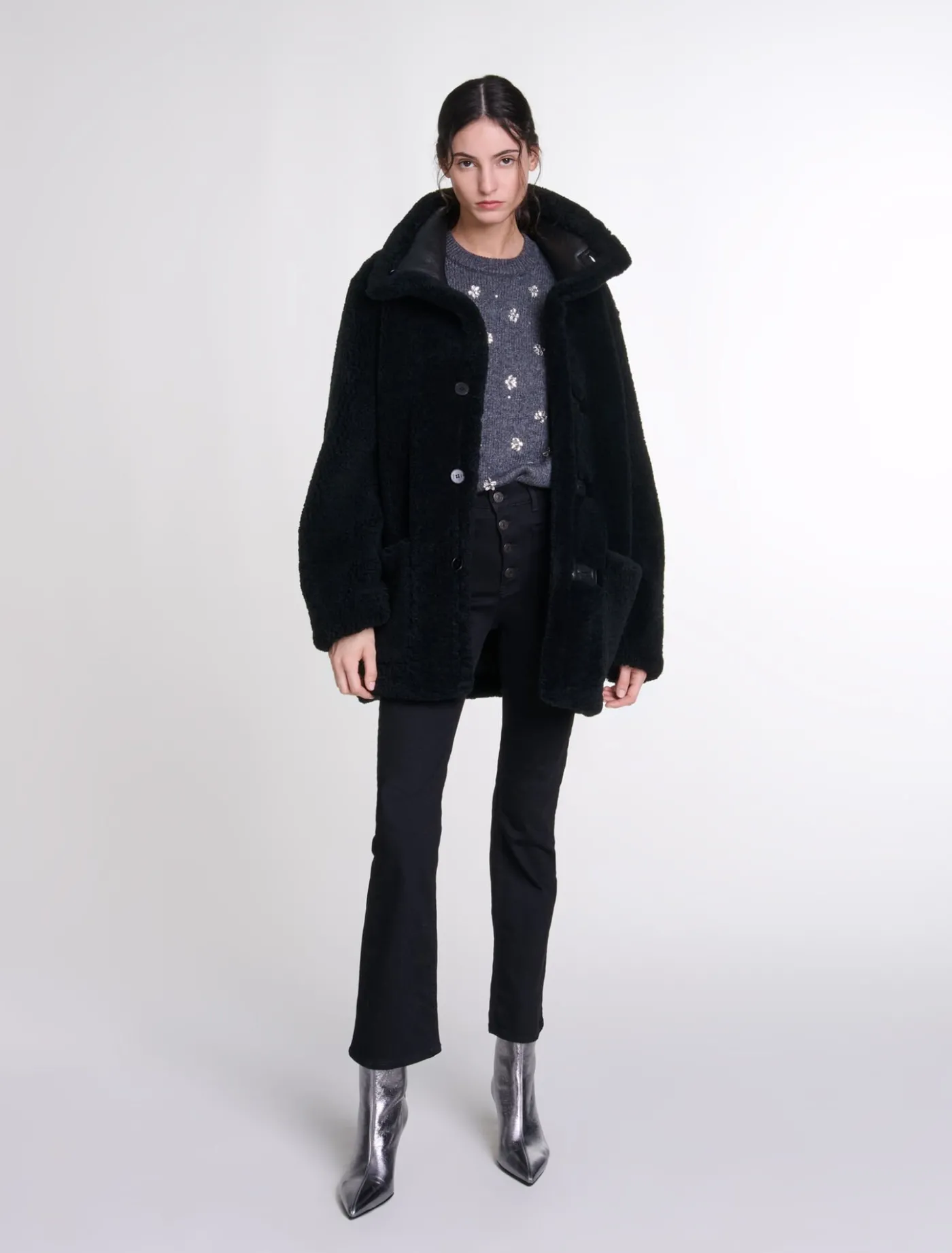 Reversible leather coat^Maje Online