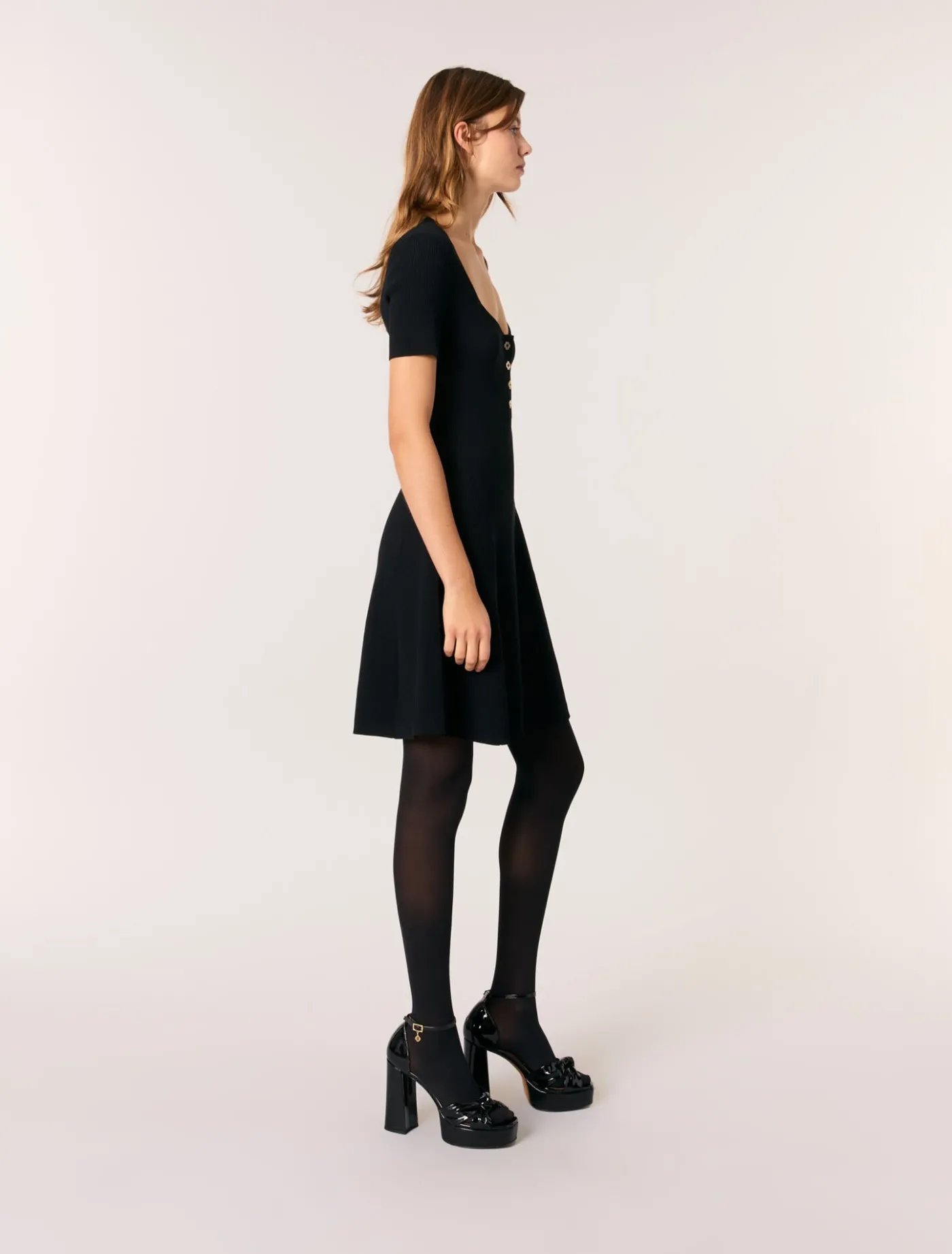 Rib knit short dress^Maje Fashion