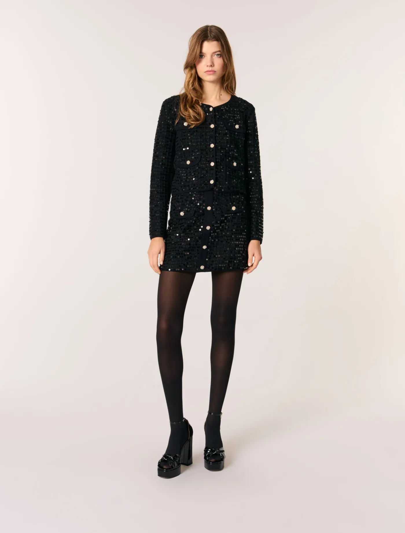 Sequin cropped cardigan^Maje Clearance