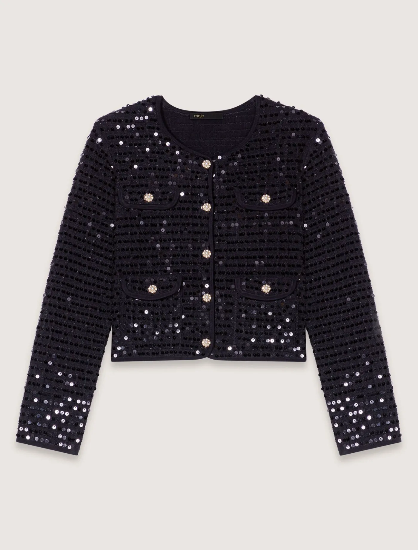 sequin_cropped_cardigan_7.webp Sequin cropped cardigan^Maje Clearance