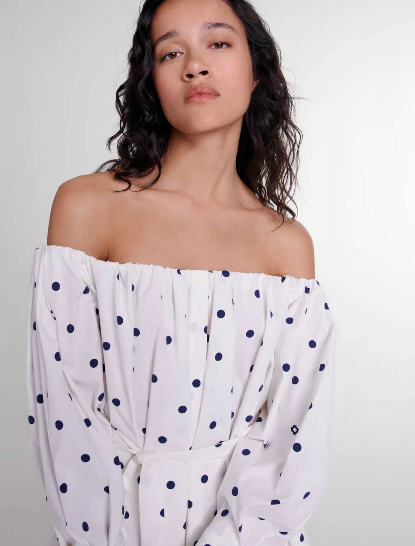 shirt_dress_with_bardot_neckline_3.webp Shirt dress with bardot neckline^Maje Flash Sale