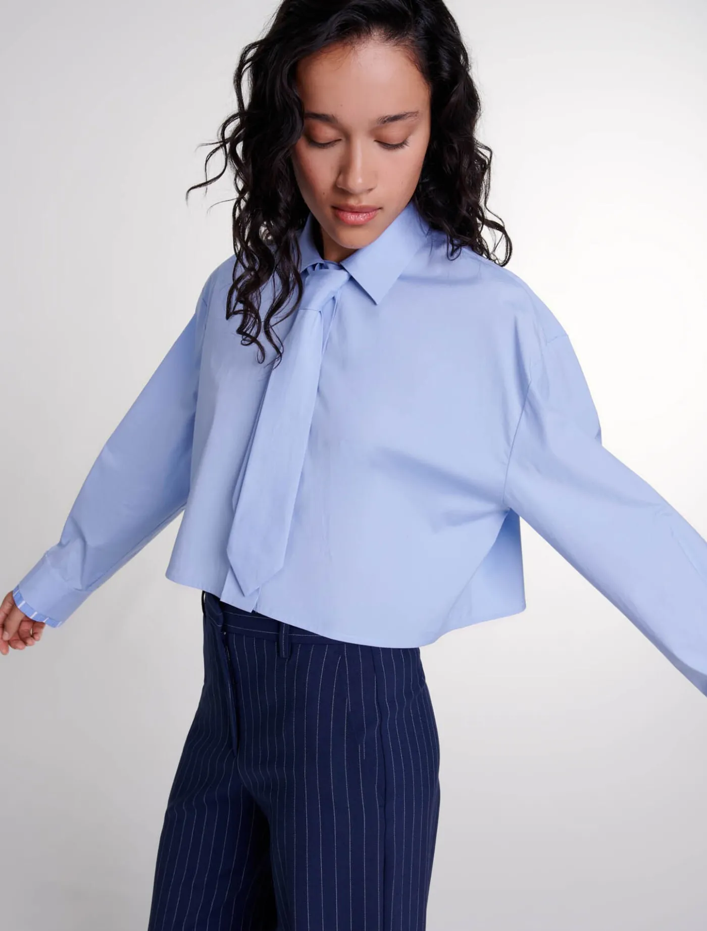 shirt_with_removable_tie_3.webp Shirt with removable tie^Maje Clearance