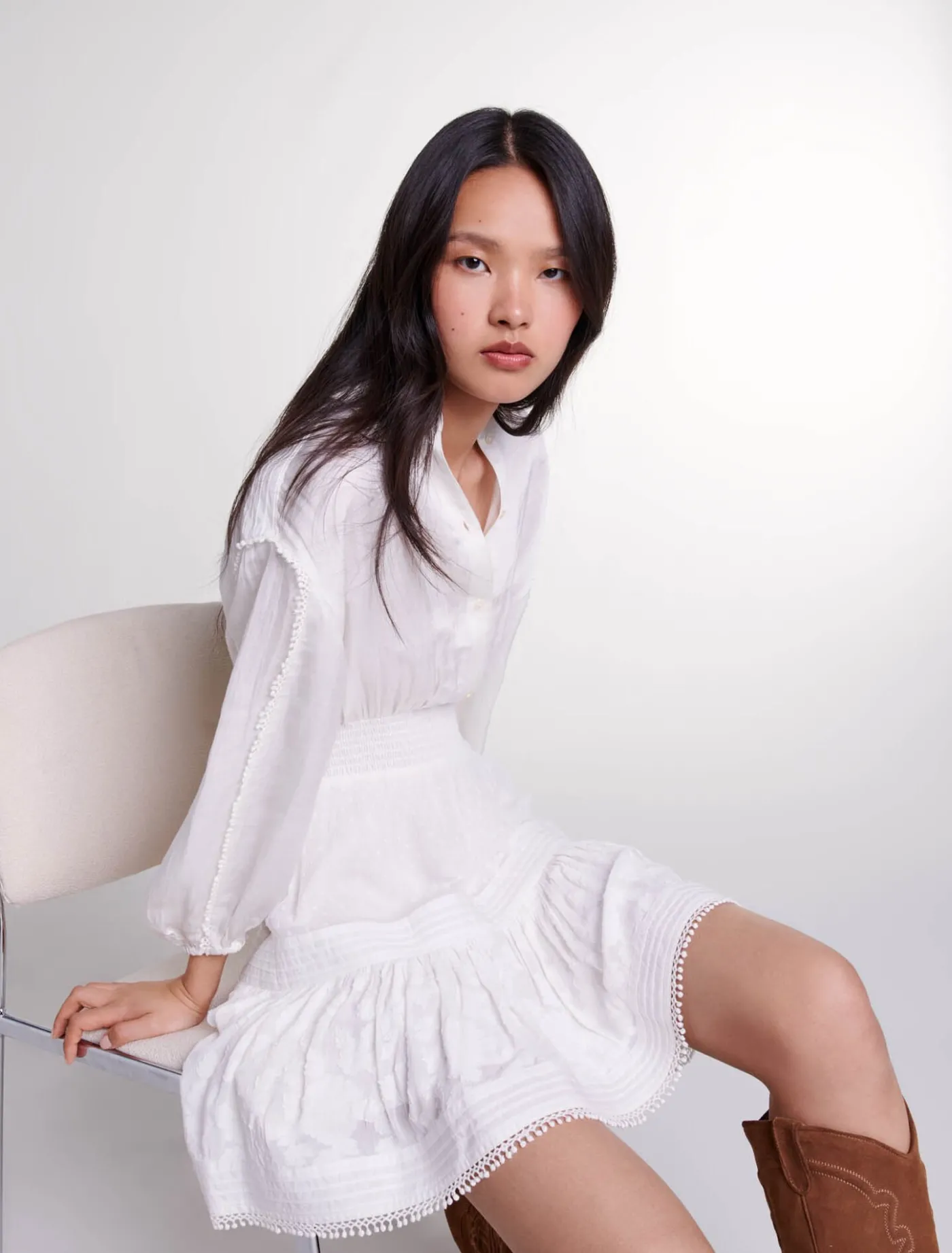 short_cotton_patchwork_dress_6.webp Short cotton patchwork dress^Maje Discount