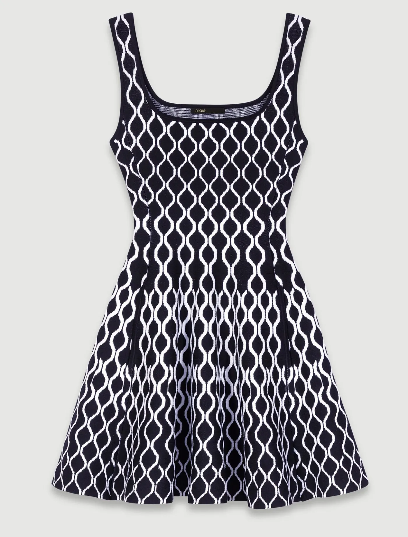 short_patterned_knit_dress_6.webp Short patterned knit dress^Maje Best Sale