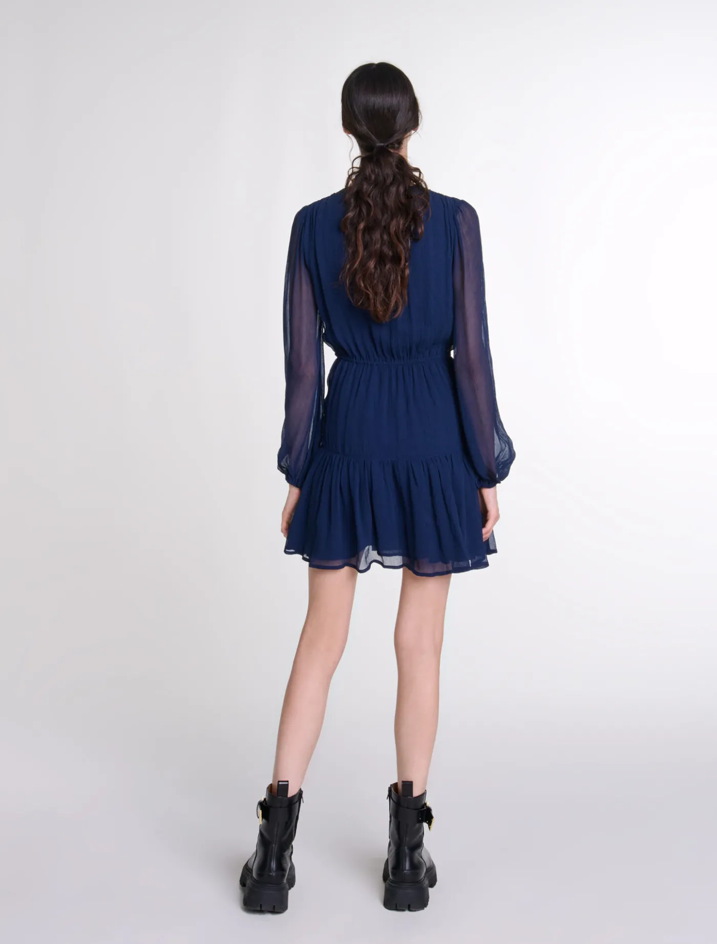 short_ruffled_dress_2.webp Short ruffled dress^Maje Hot