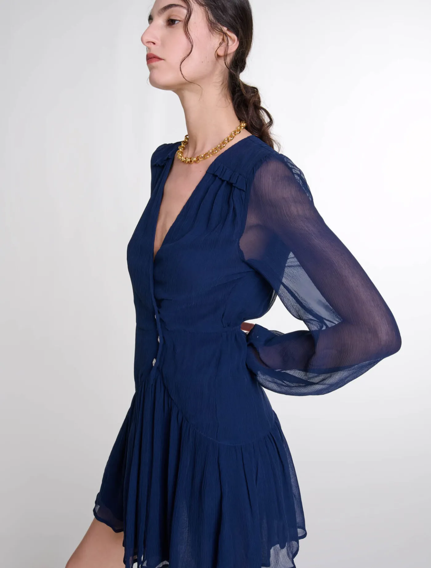 short_ruffled_dress_6.webp Short ruffled dress^Maje Hot