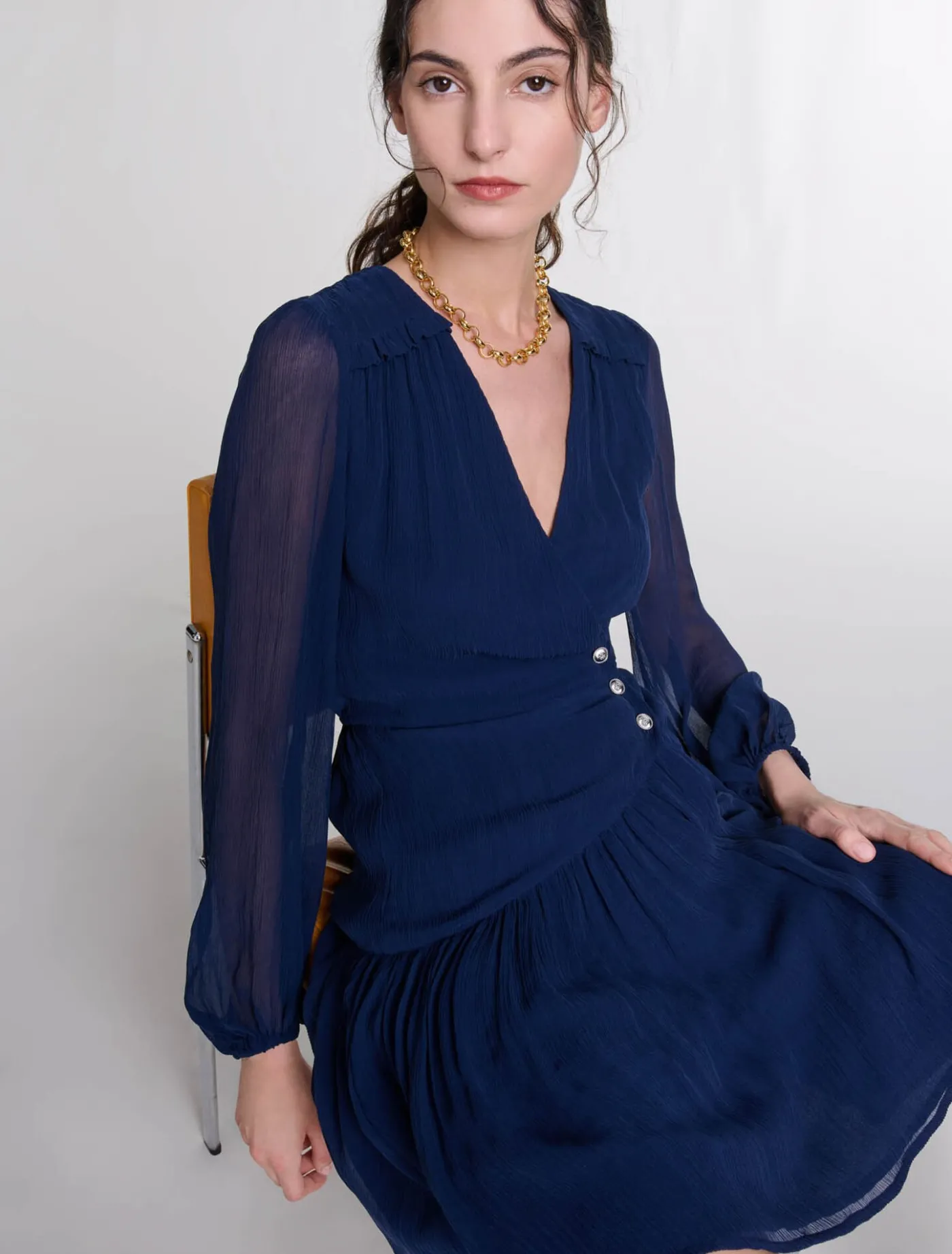 short_ruffled_dress_7.webp Short ruffled dress^Maje Hot