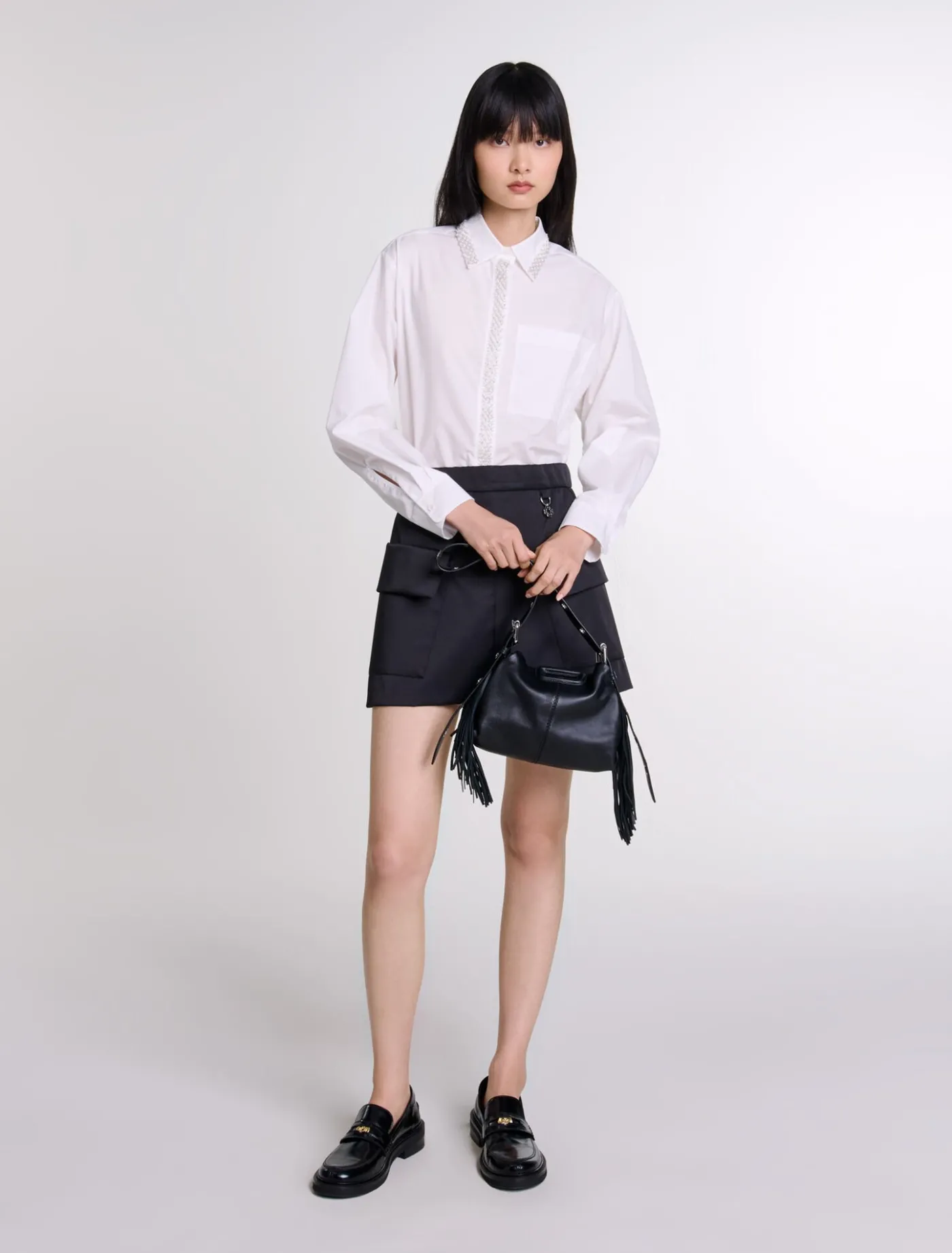 Short satin skirt^Maje New