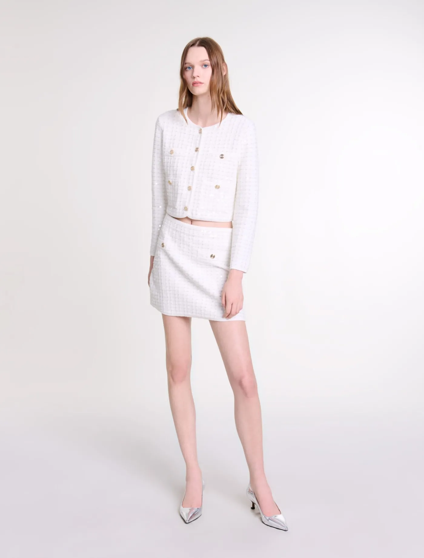Short sequinned knit skirt^Maje Best