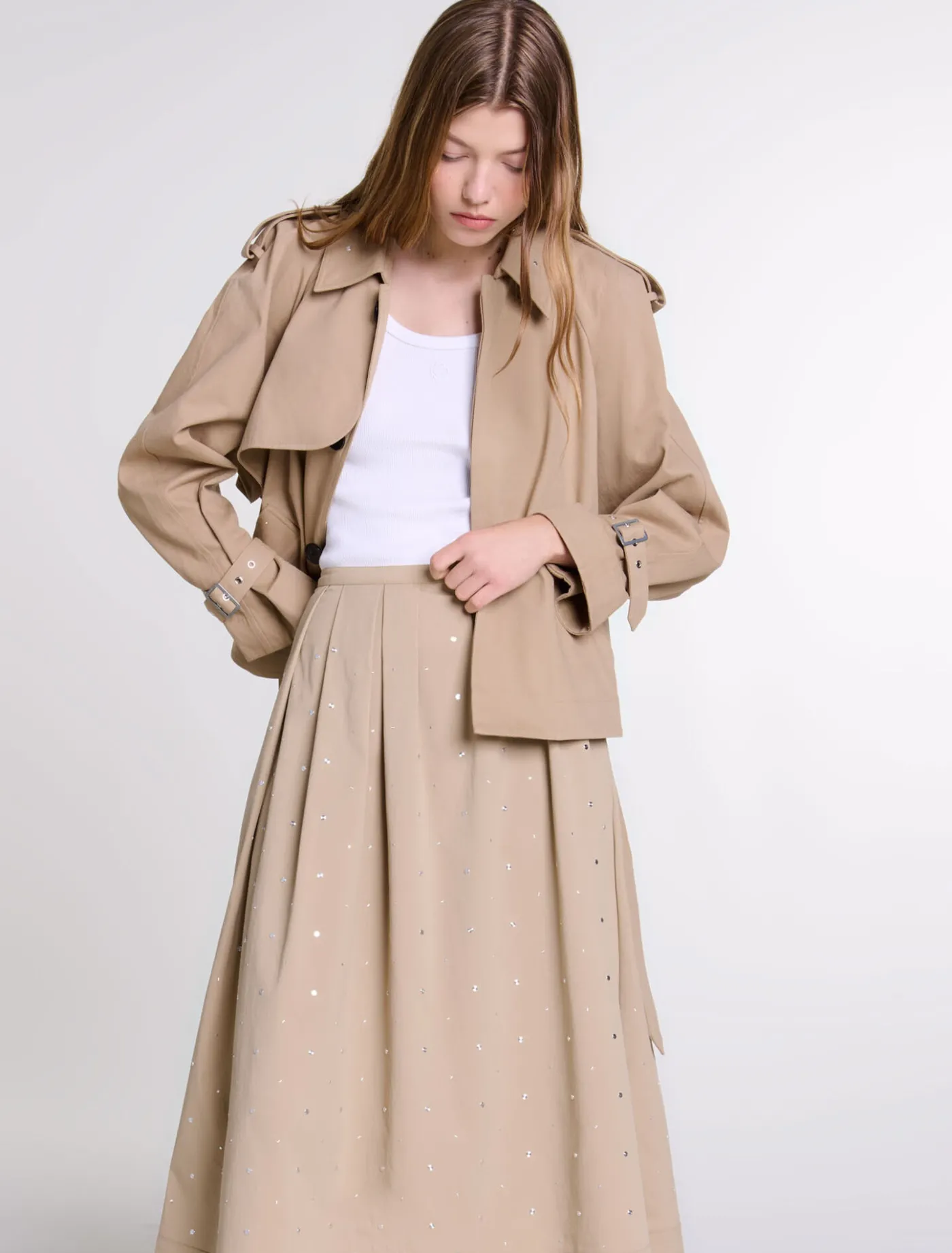 short_studded_trench_coat_5.webp Short studded trench coat^Maje Cheap