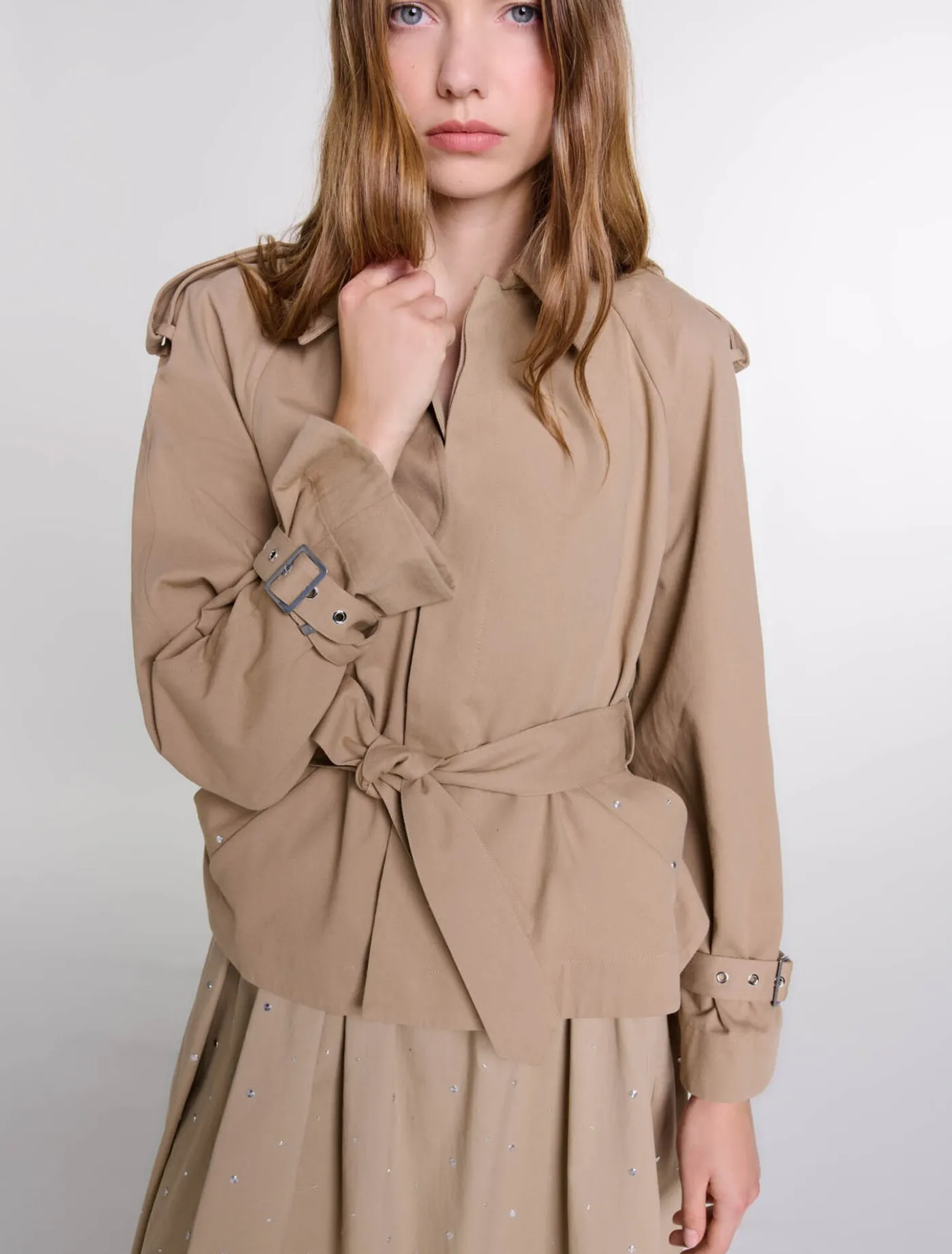short_studded_trench_coat_6.webp Short studded trench coat^Maje Cheap