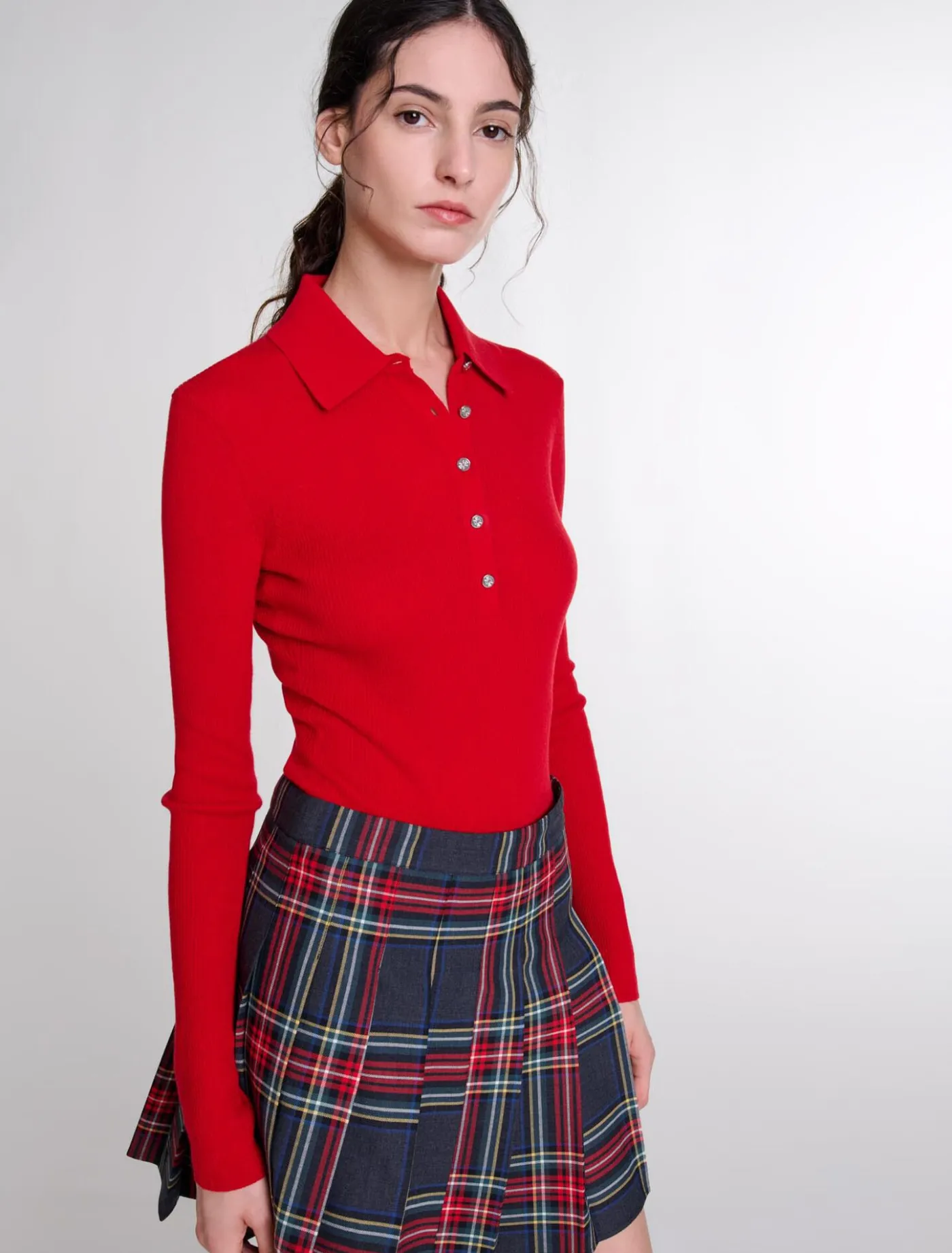 short_tartan_print_skirt_3.webp Short tartan print skirt^Maje Sale
