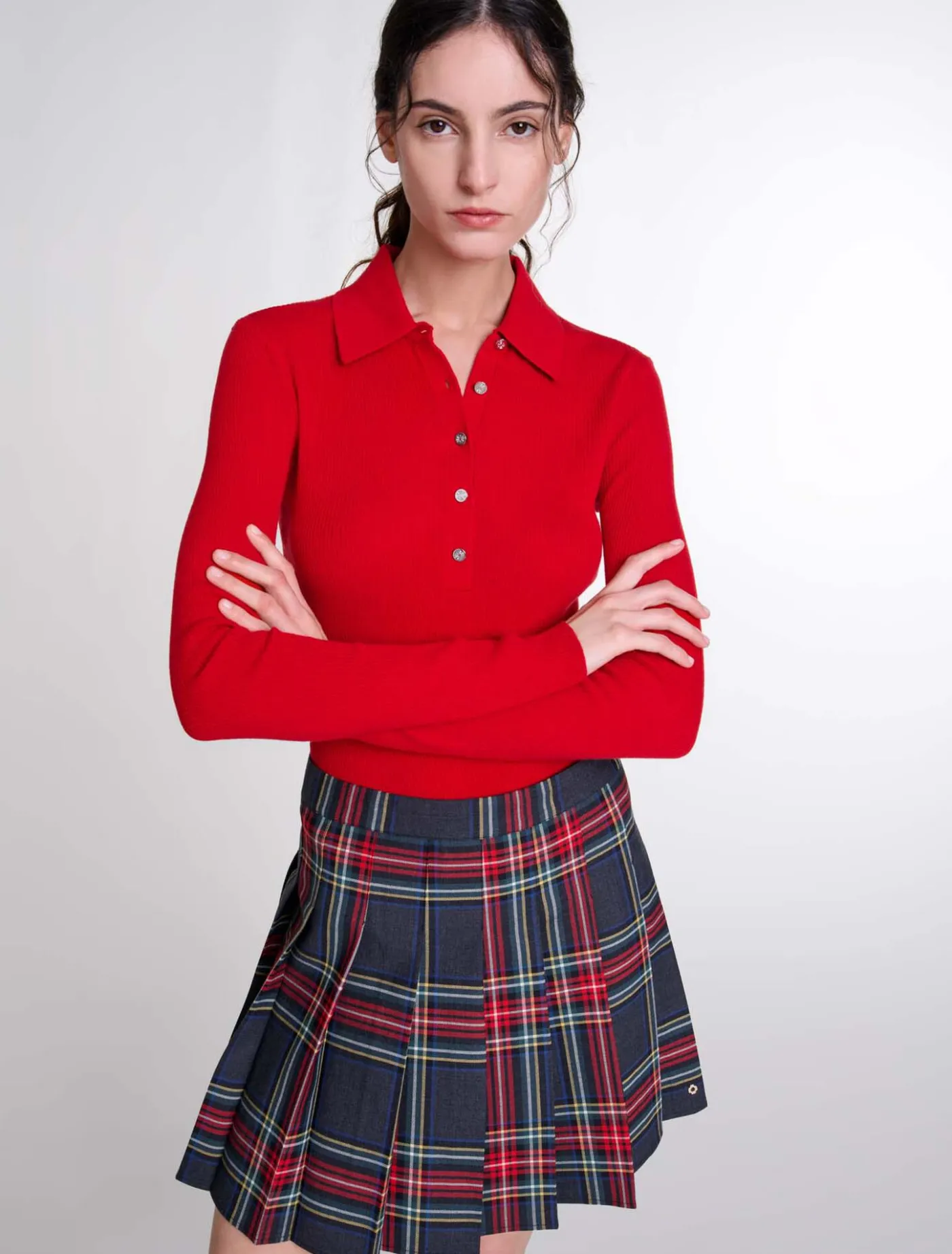 short_tartan_print_skirt_5.webp Short tartan print skirt^Maje Sale