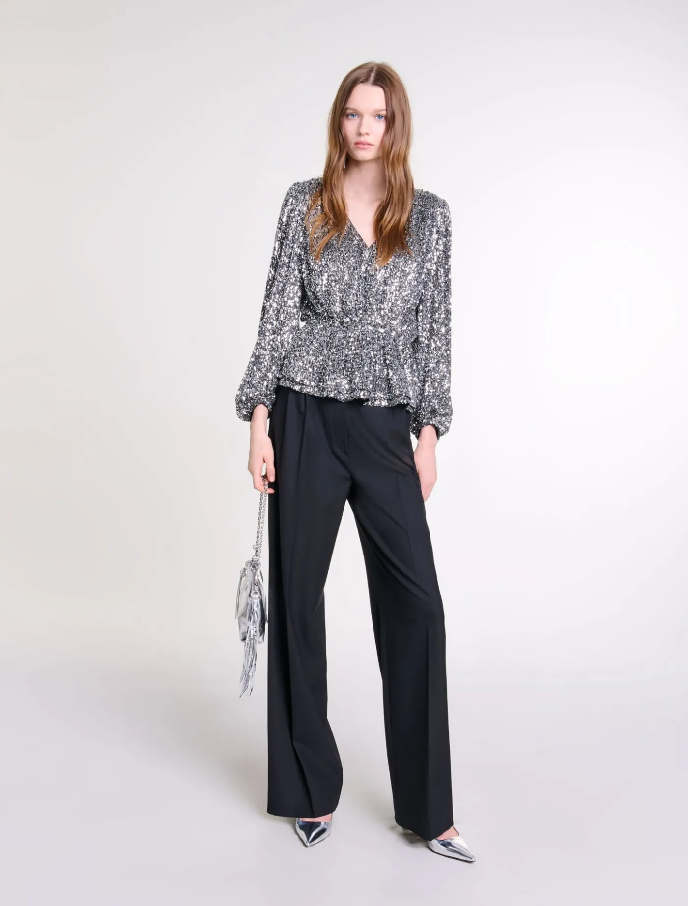 Smocked sequin top^Maje Online