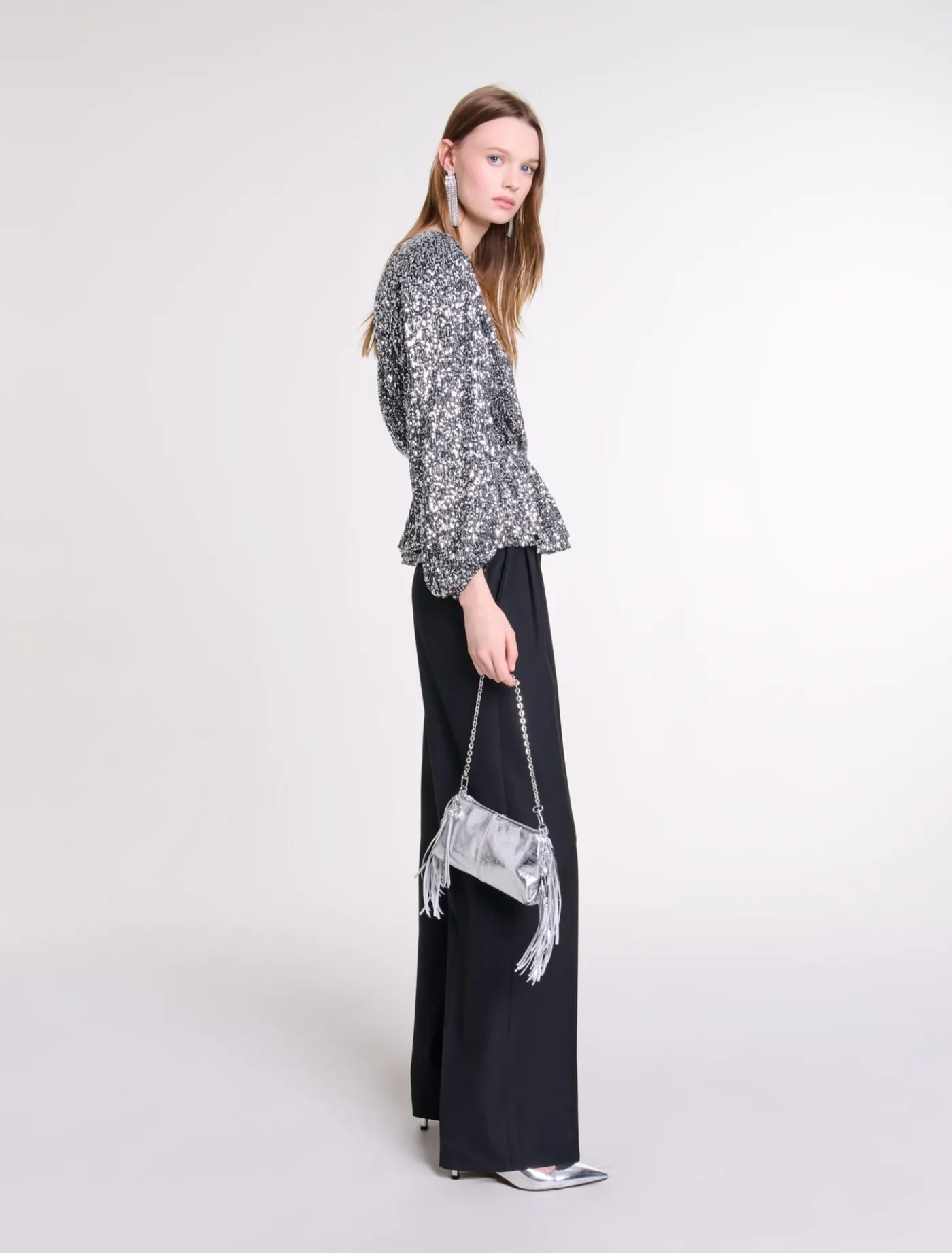 Smocked sequin top^Maje Online