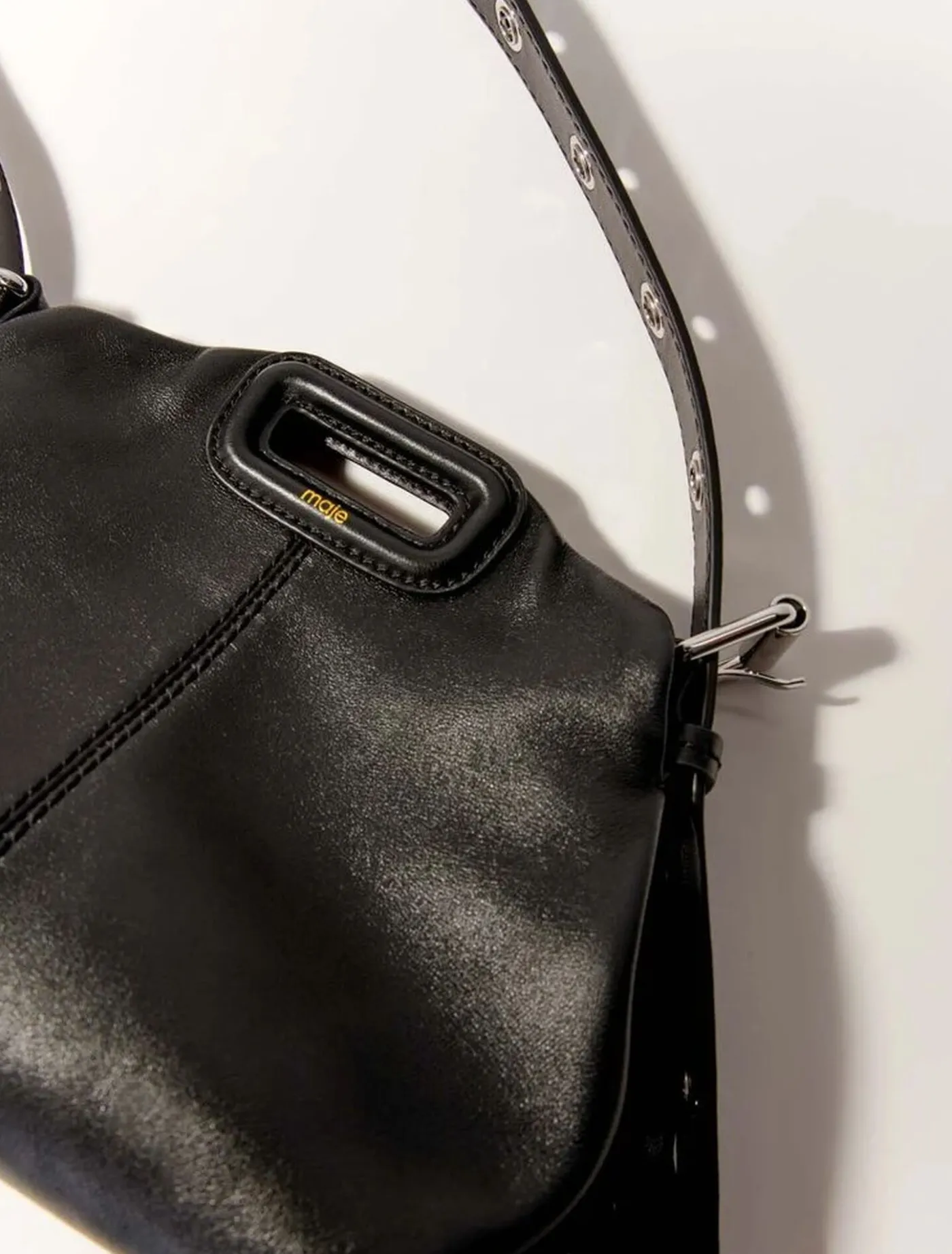 smooth_leather_mini_miss_m_bag_3.webp Smooth leather mini Miss M bag^Maje Hot