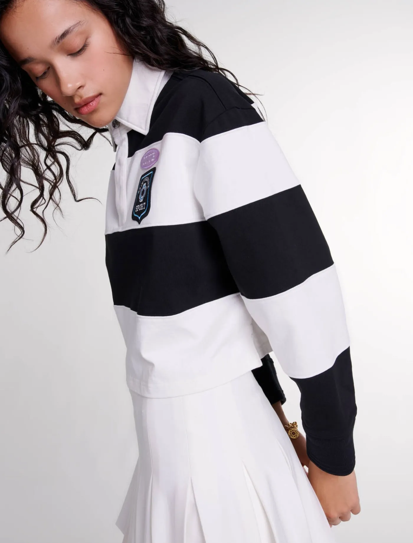 striped_and_embroidered_polo_shirt_6.webp Striped and embroidered polo shirt^Maje Outlet