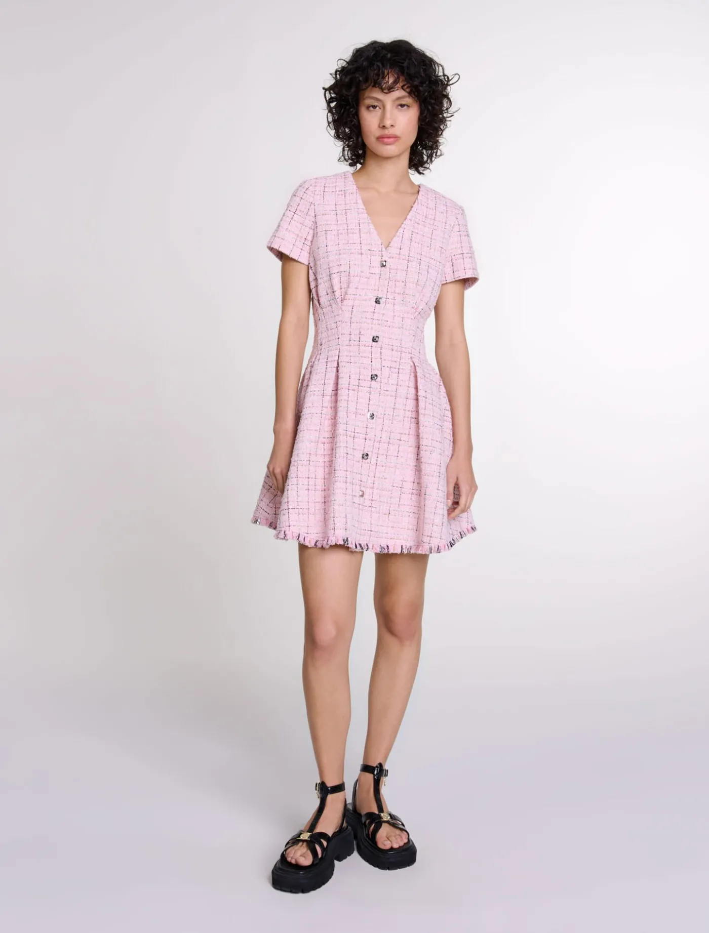 Tweed babydoll dress^Maje Store