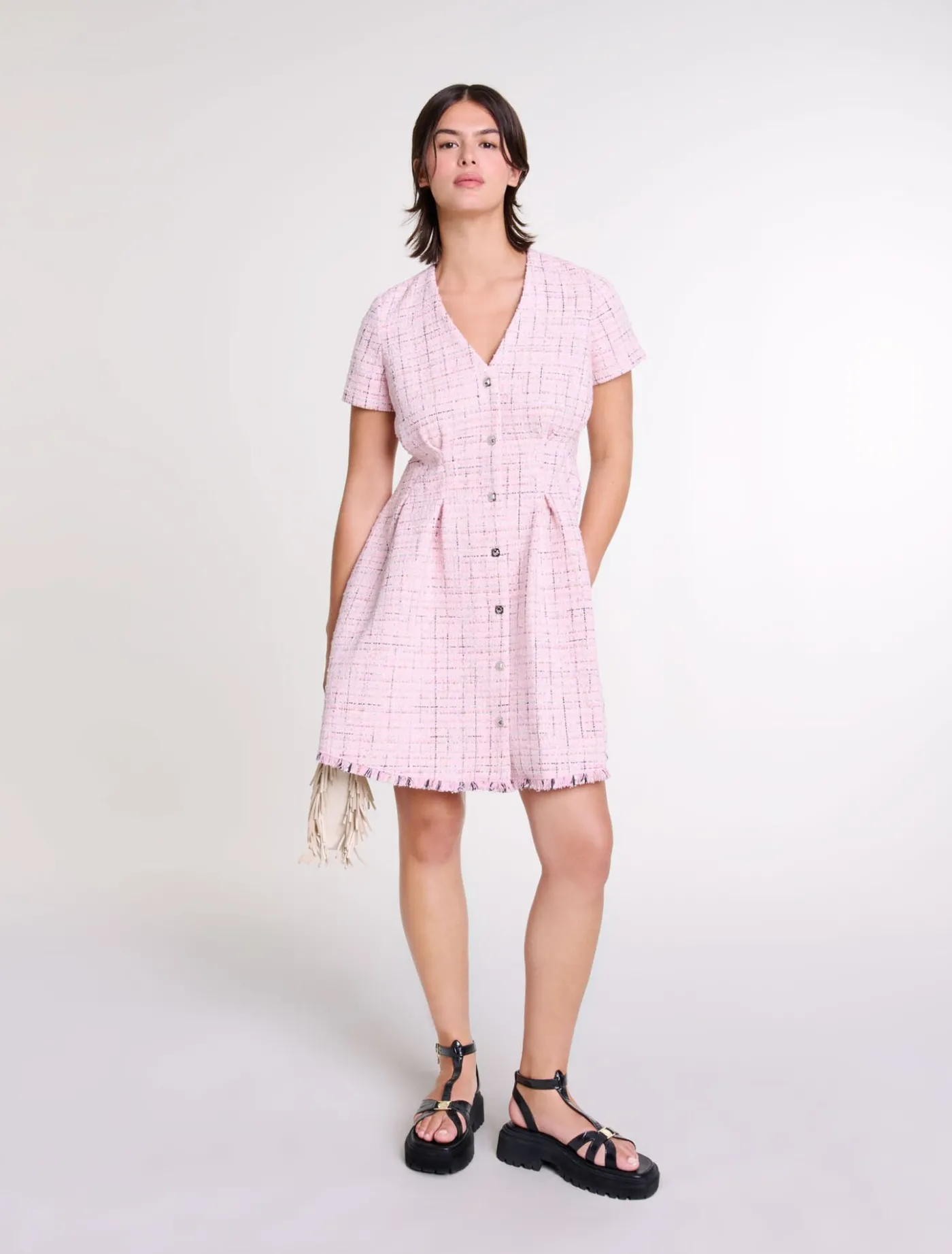Tweed babydoll dress^Maje Store