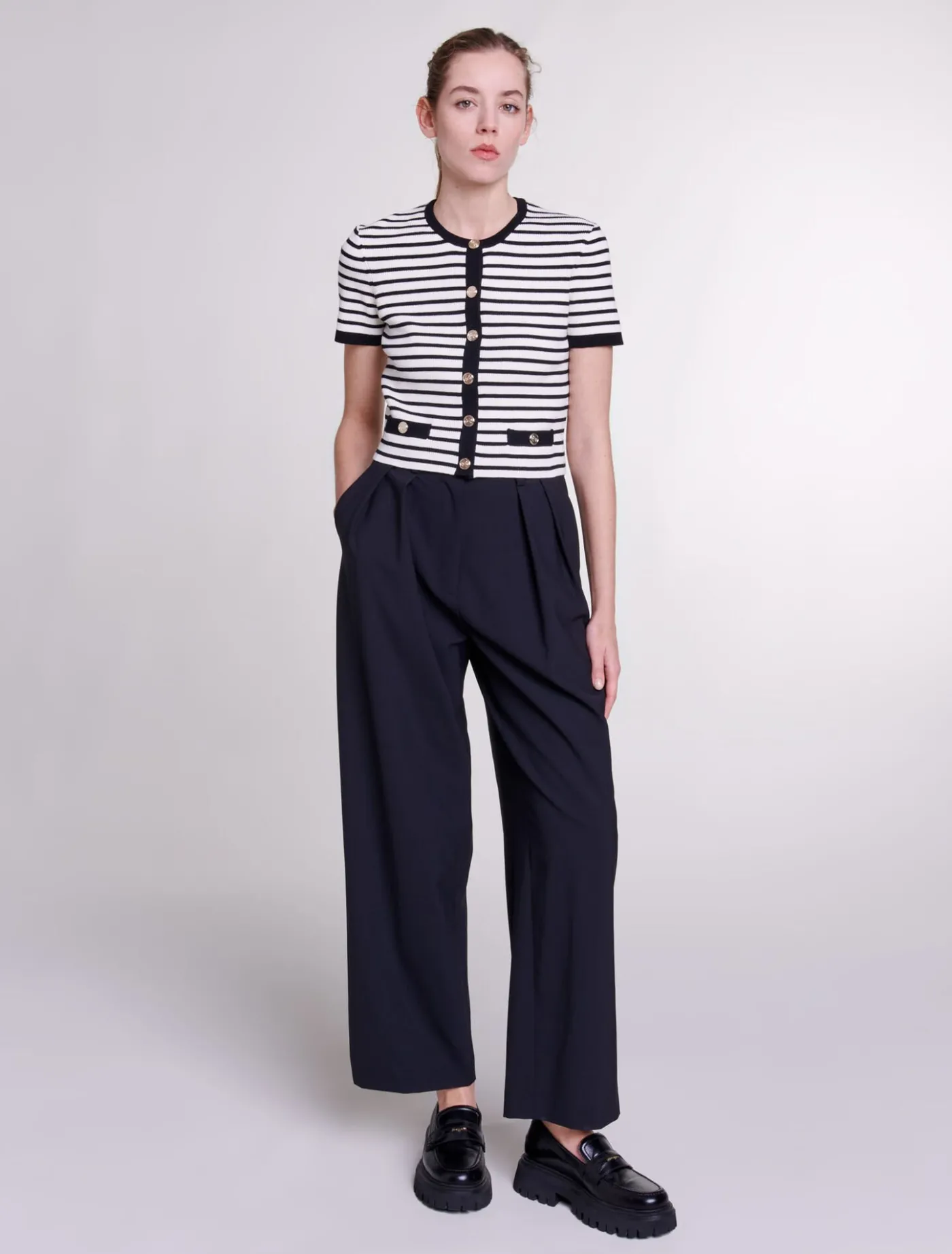 Wide-leg trousers with belt^Maje Cheap