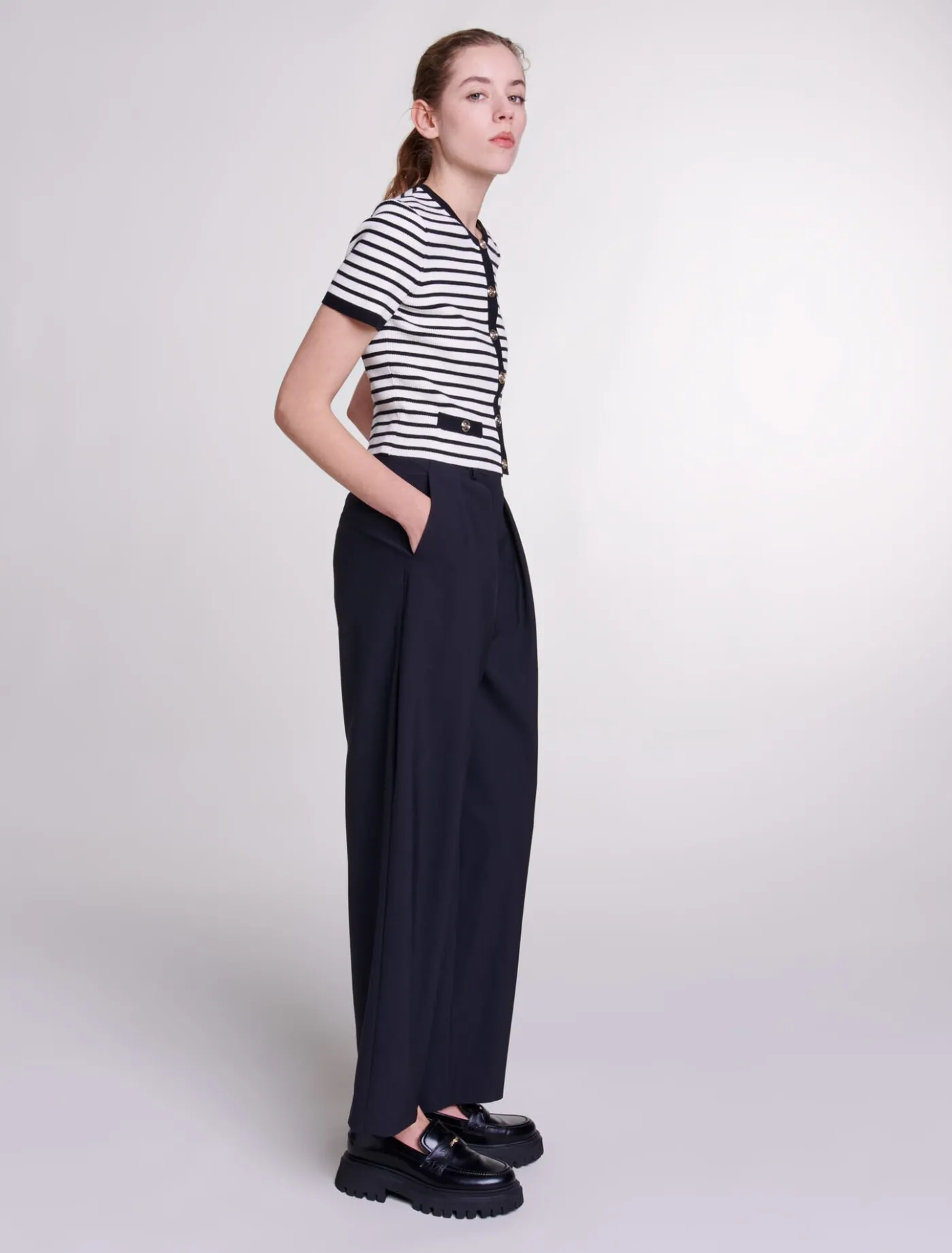 Wide-leg trousers with belt^Maje Cheap
