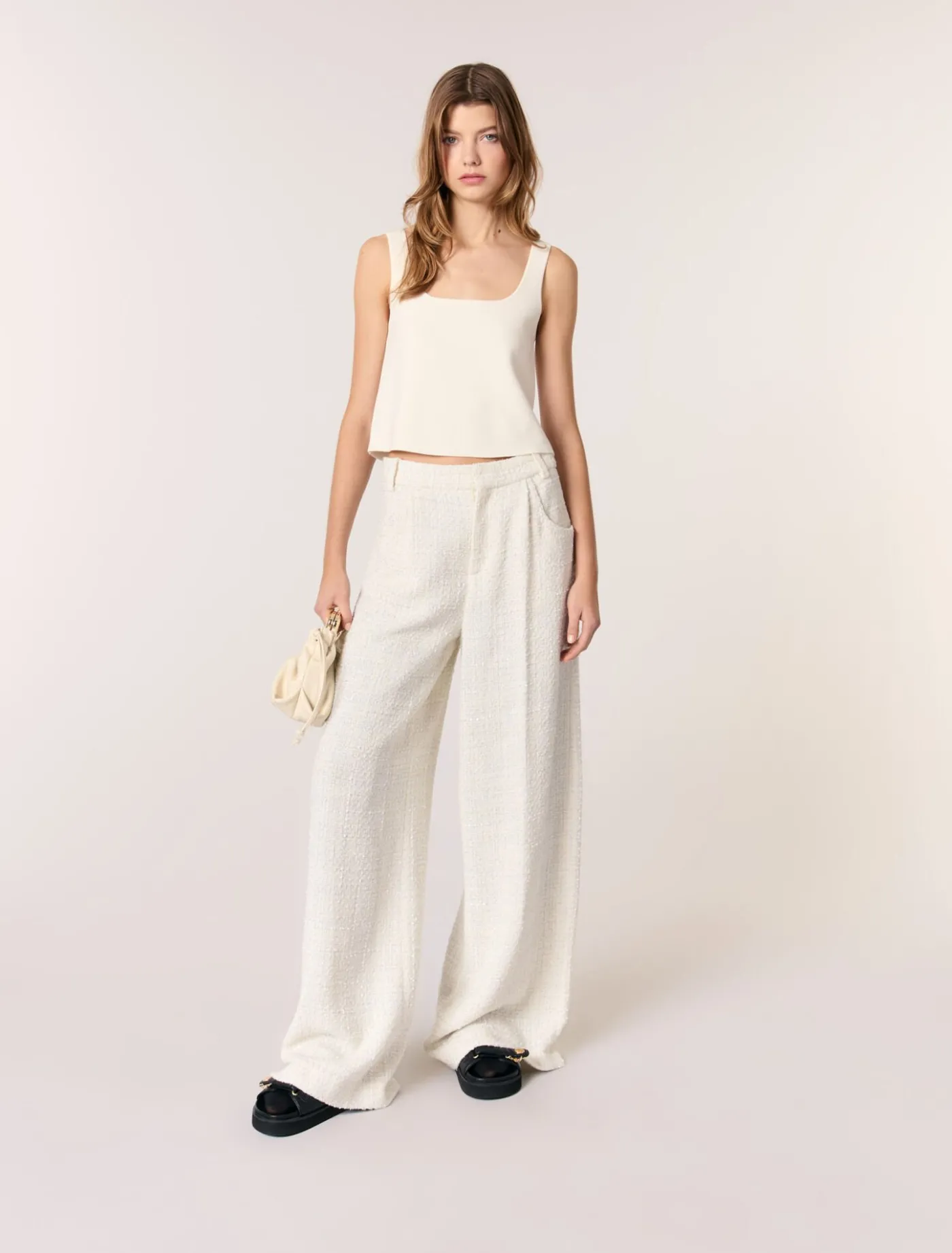 Wide-leg tweed trousers^Maje Sale